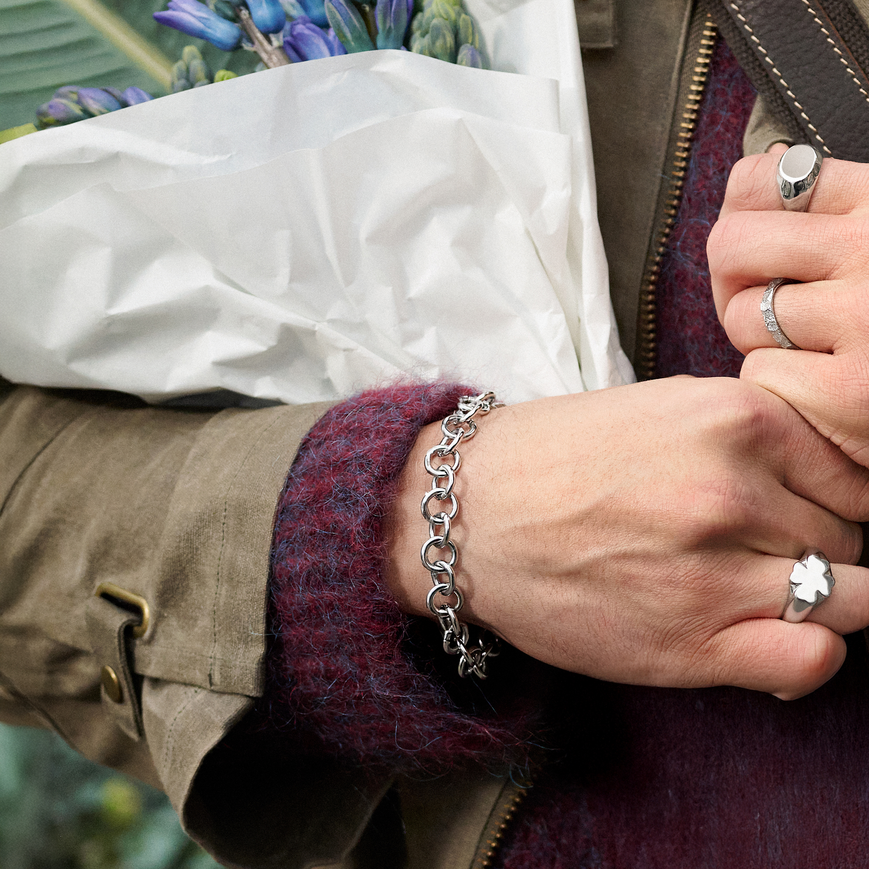 New Classics | 10mm Silver-Tone Stainless Steel Chunky Bracelet - 2
