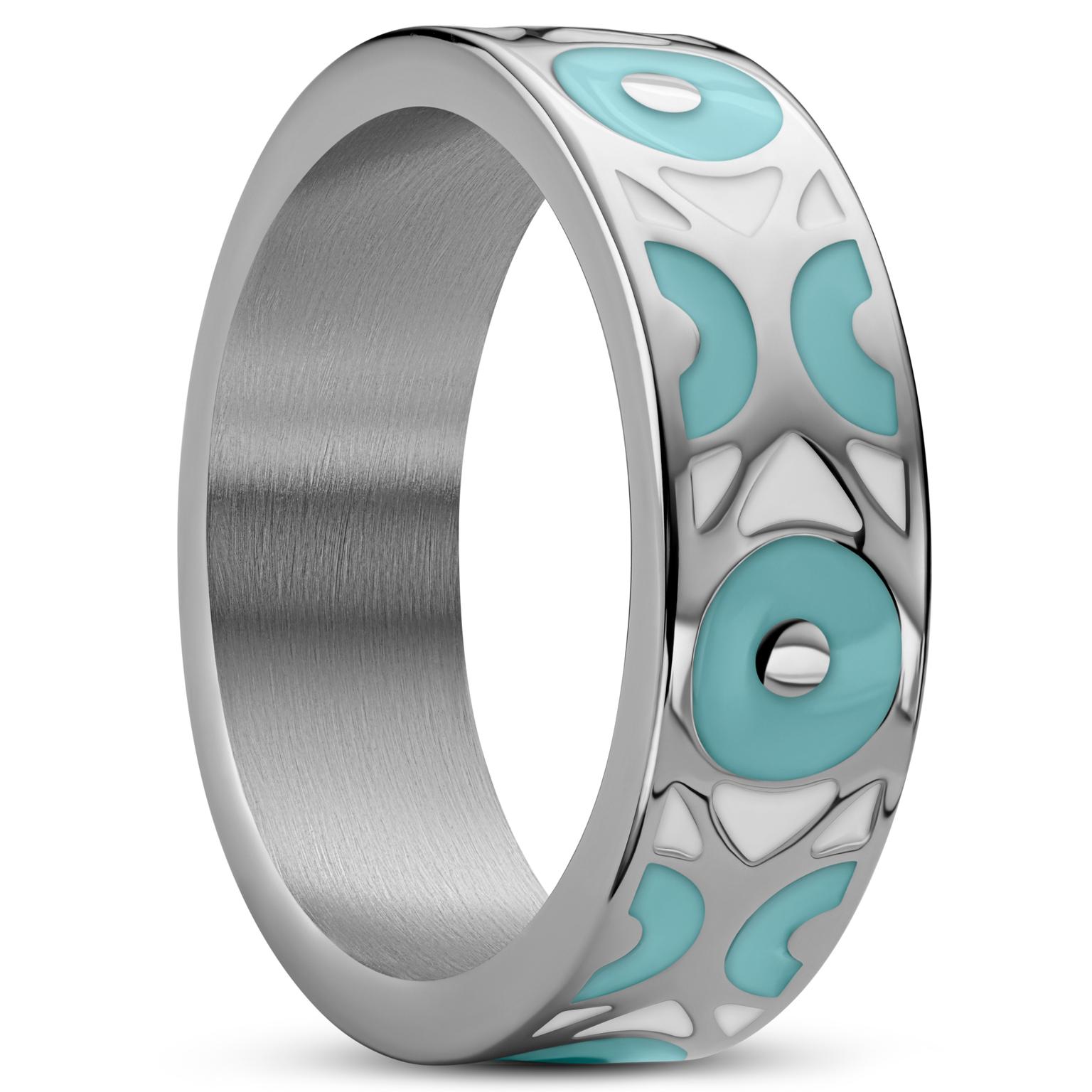 Evil Eye | 7mm světle modrý prsten z nerezové oceli Evil Eye | 7mm světle modrý prsten z nerezové oceli