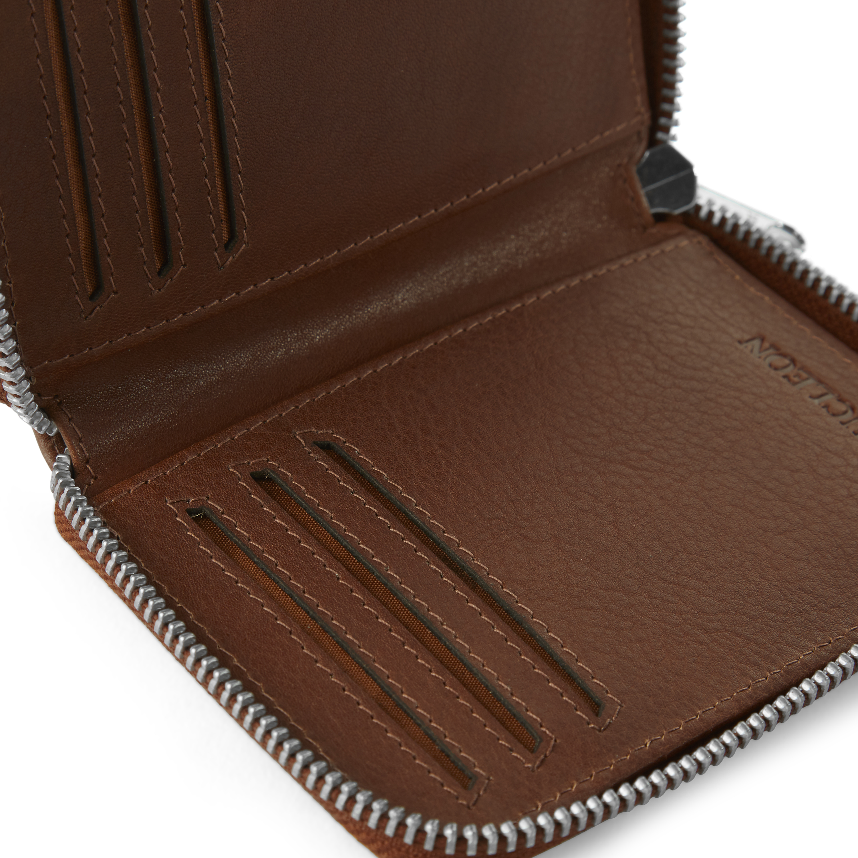 Cartera de cuero canela RFID Larson  - 9