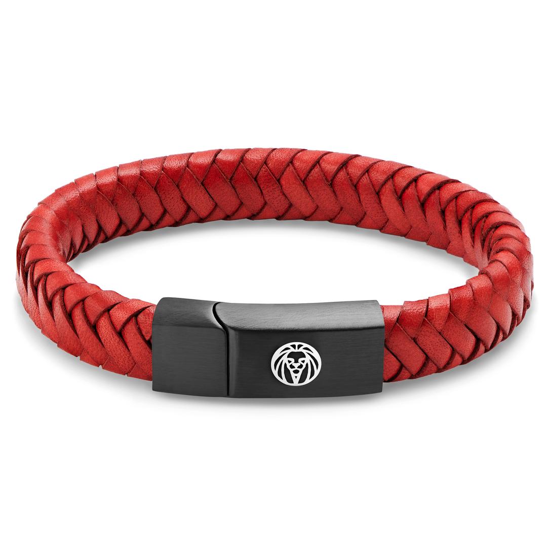 Kruis, Ovaal Gevlochten Leren Armband Donkerbruin – Sieraad met een Kruis, Ovaal Gevlochten Leren Armband Donkerbruin – Sieraad met een
