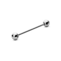 1" (25 mm) Silver-Tone Straight Ball-Tipped Surgical Steel Industrial Barbell
