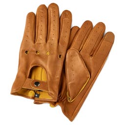 Tan Touchscreen Compatible Sheep Leather Driving Gloves