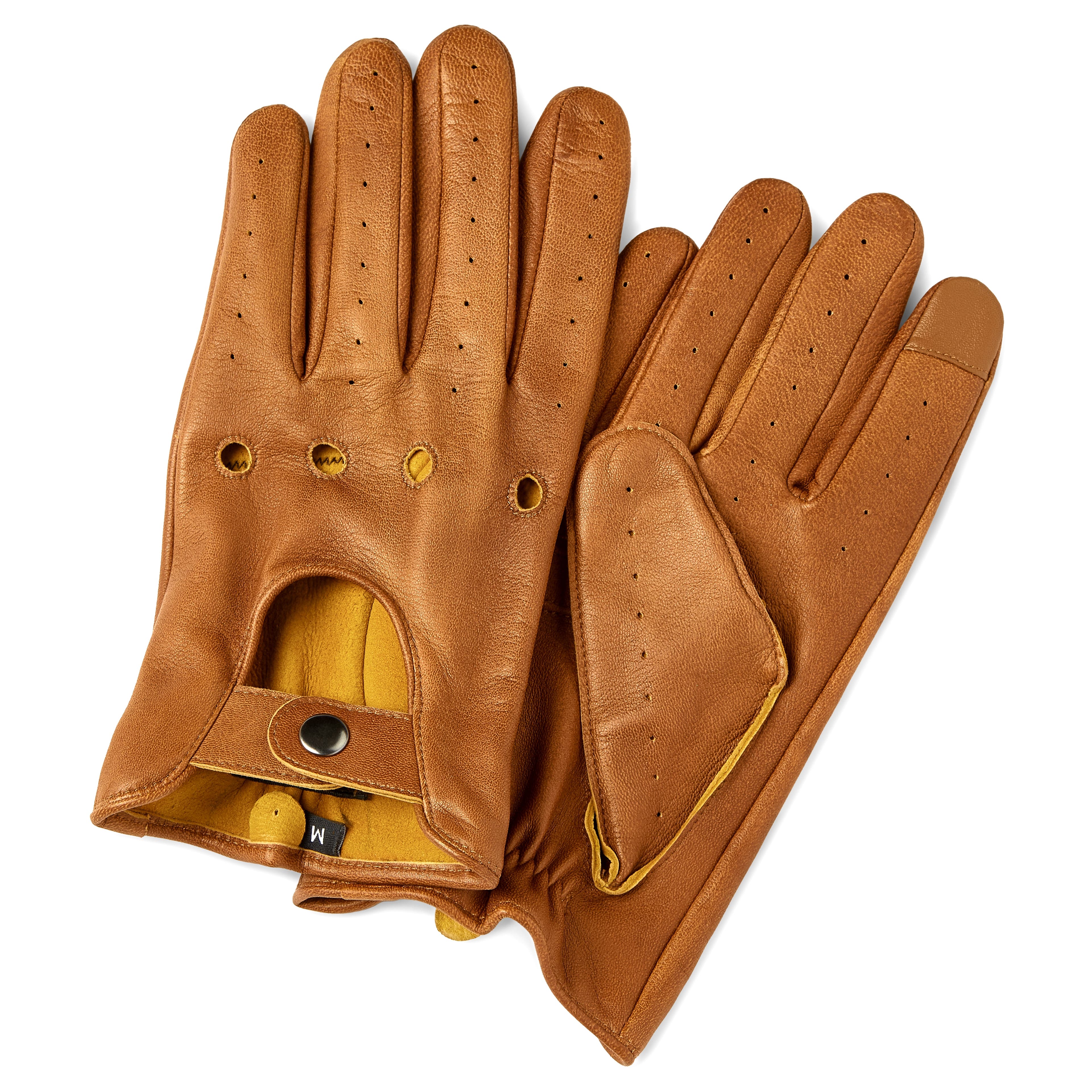 Tan Sheepskin Leather Touchscreen Driving Gloves