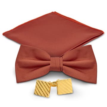 Terracotta and Gold-Tone Suit Accessory Set Terracotta and Gold-Tone Suit Accessory Set