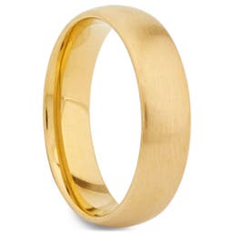 Brushed Gold-Tone Stainless Steel Ring