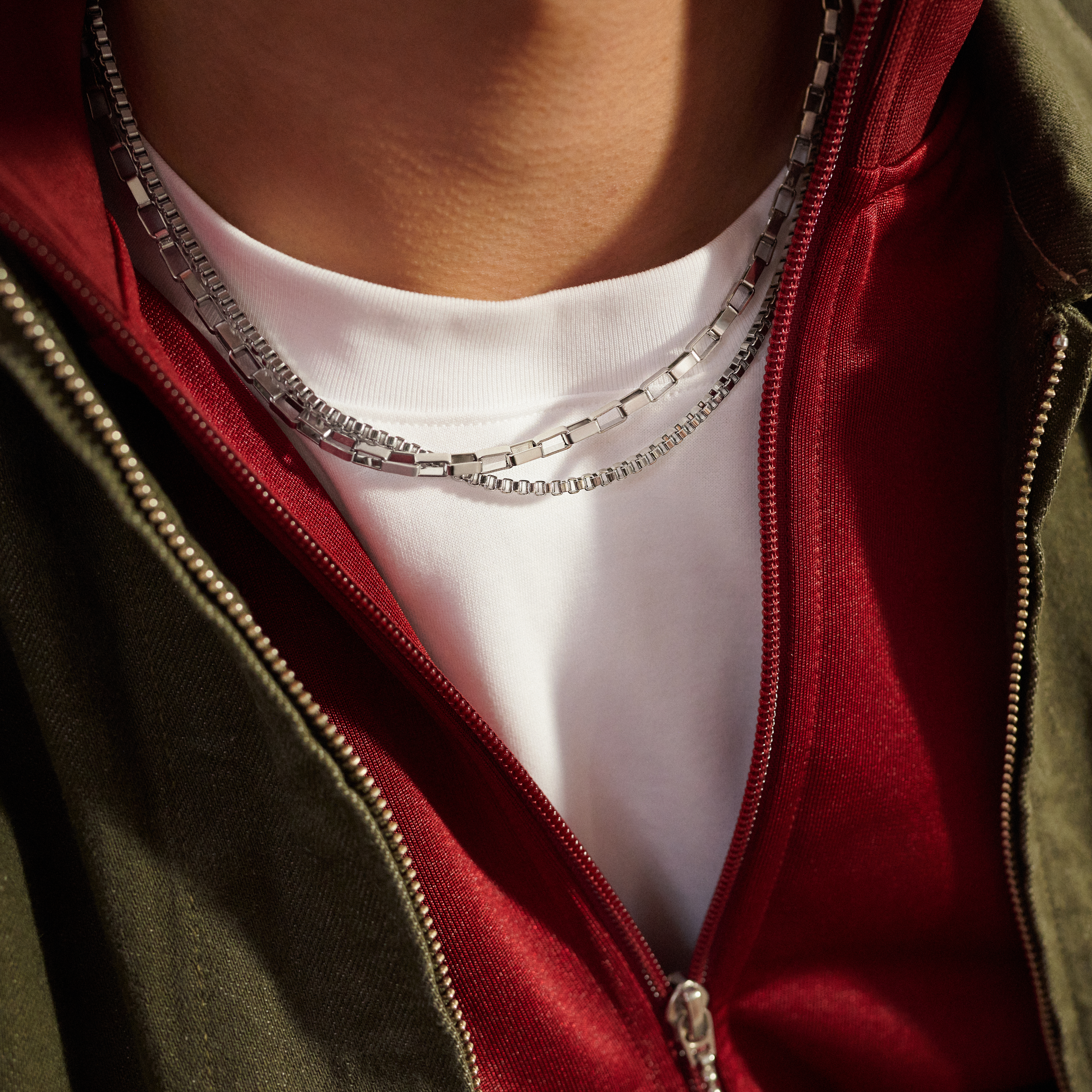 New Classics | Ezüst tónusú rozsdamentes acél rétegezett 2 az 1-ben lánc nyaklánc - 2