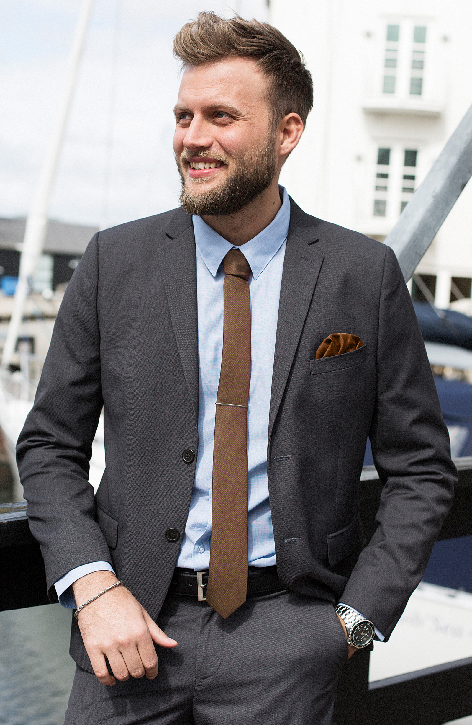 Light Brown Simple Pocket Square - 4