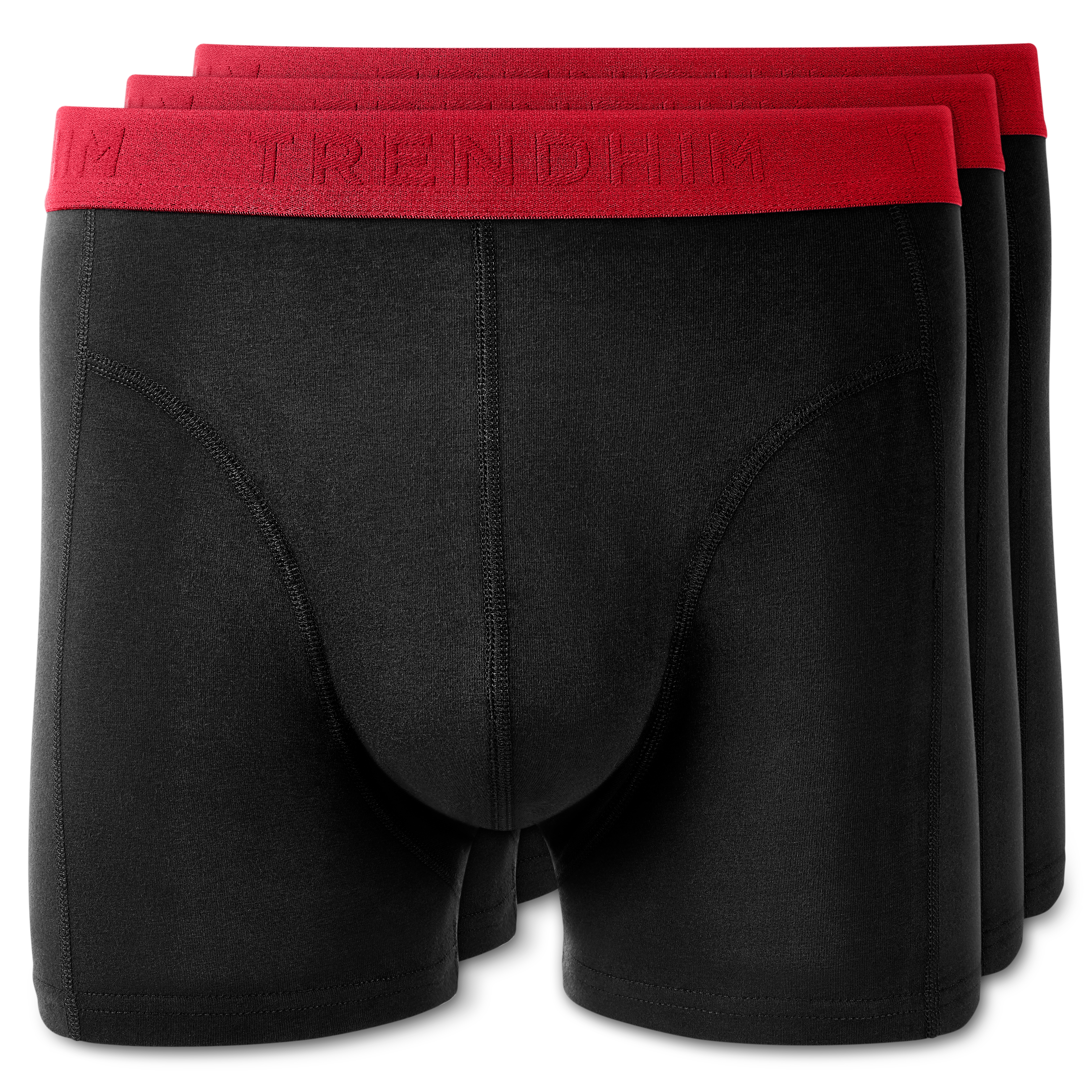 XL - FlexFeel | 3-Pak Sorte Boxershorts i Bomuld m. Rød Linning - 1