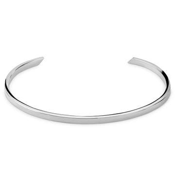 Bracelet manchette réglable en argent sterling plaqué rhodium poli de 3 mm Bracelet manchette réglable en argent sterling plaqué rhodium poli de 3 mm