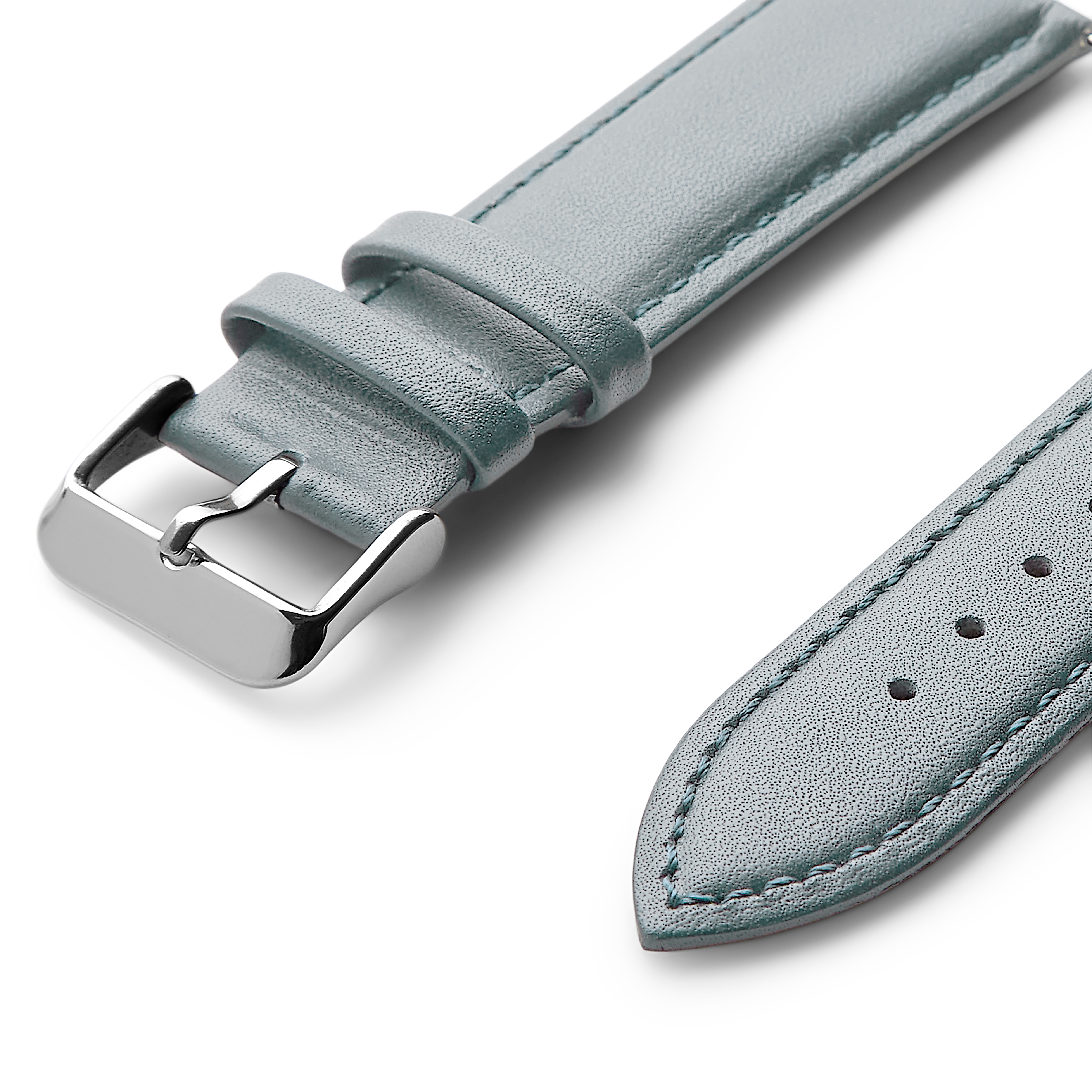 20mm Classic Grey Leather Watch Strap with Silver-Tone Buckle – Quick Release - 3