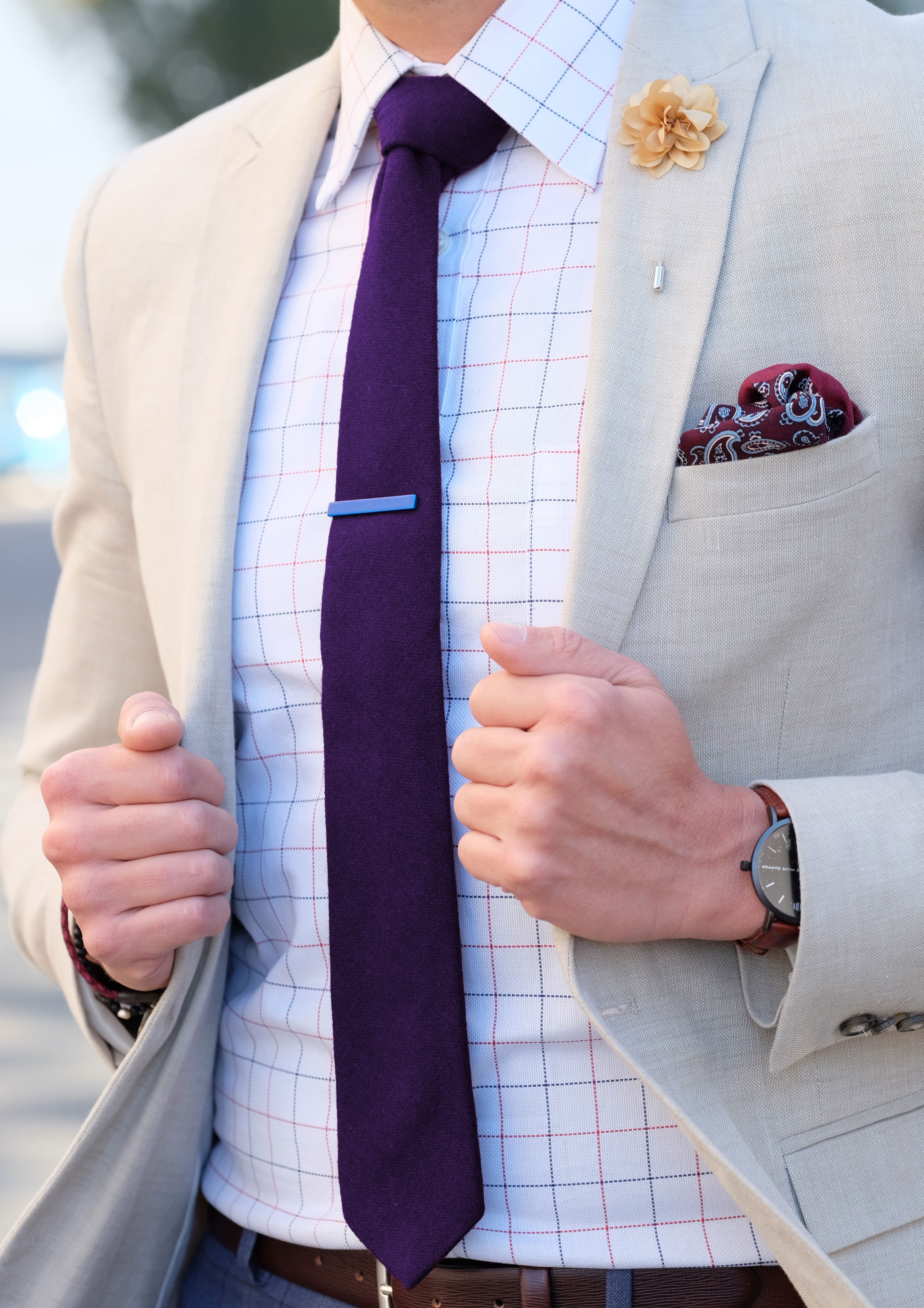 Blue Square Short Tie Clip - 5