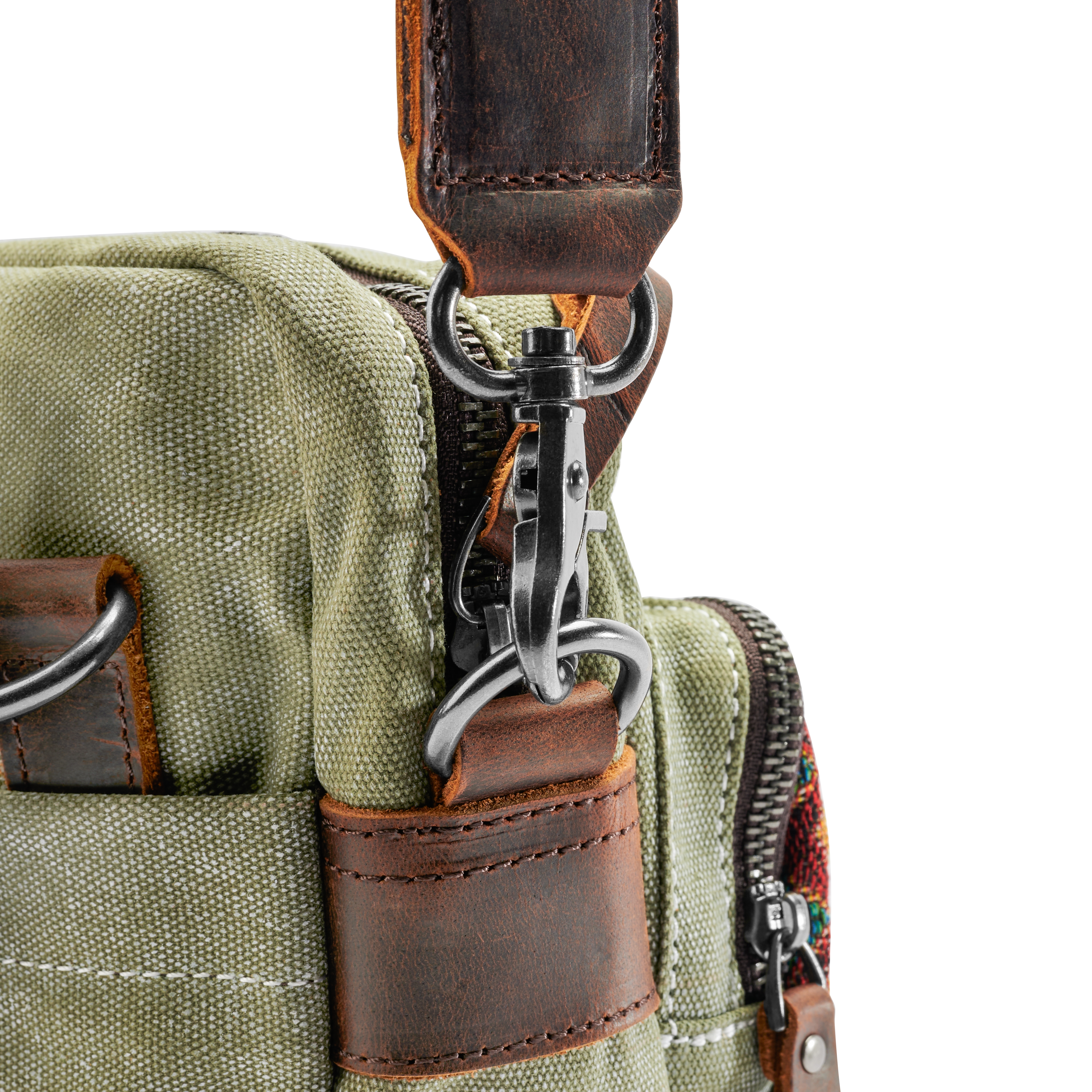 Armeijanvihreä boheemi kankainen olkalaukku - 8