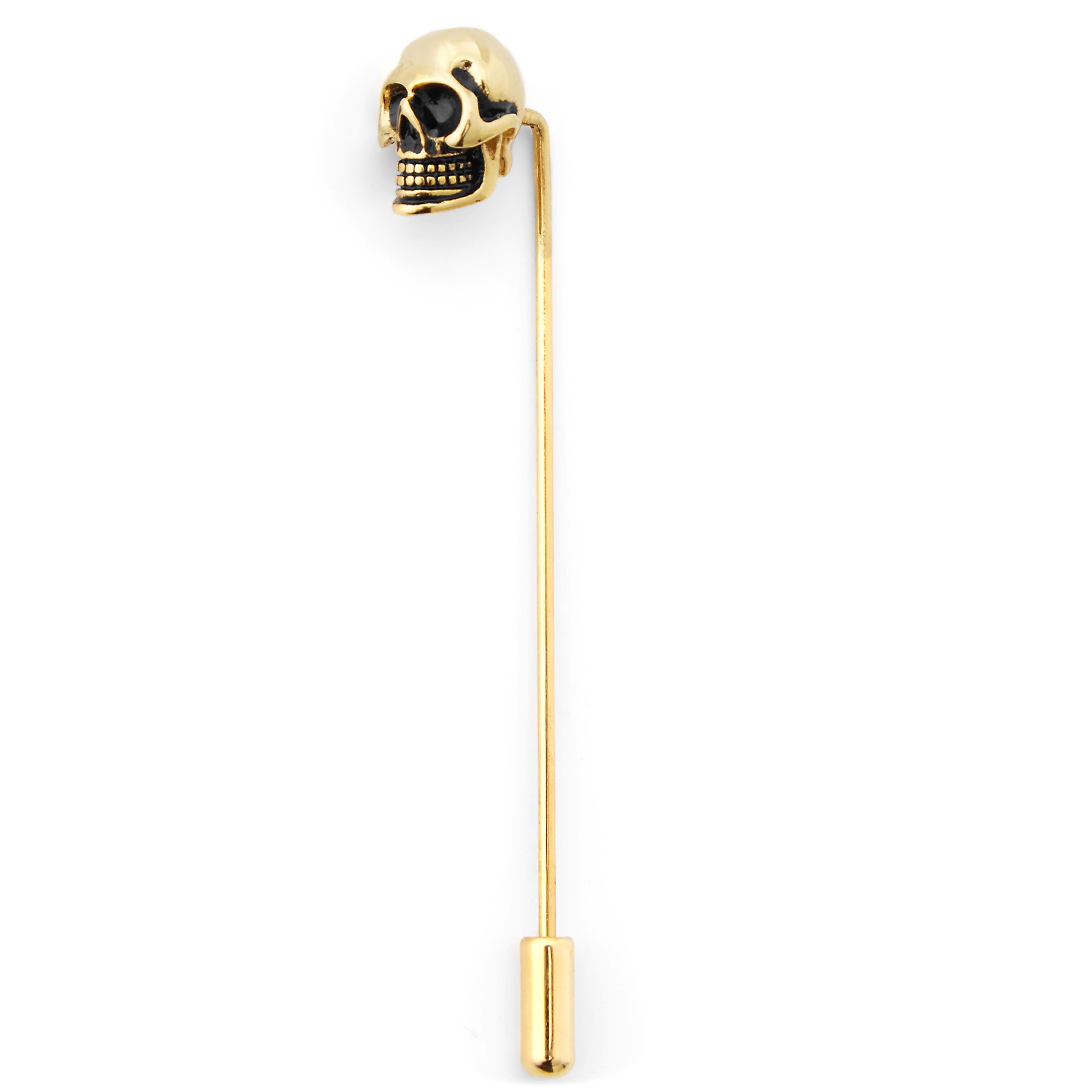 Gold-Tone Skull Lapel Pin
