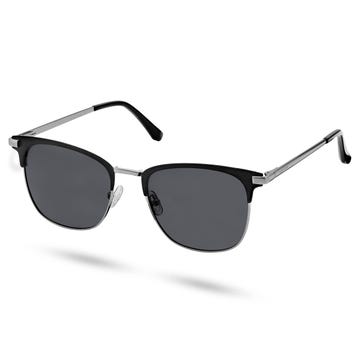 Gafas de sol con montura al aire polarizadas en negro y acero