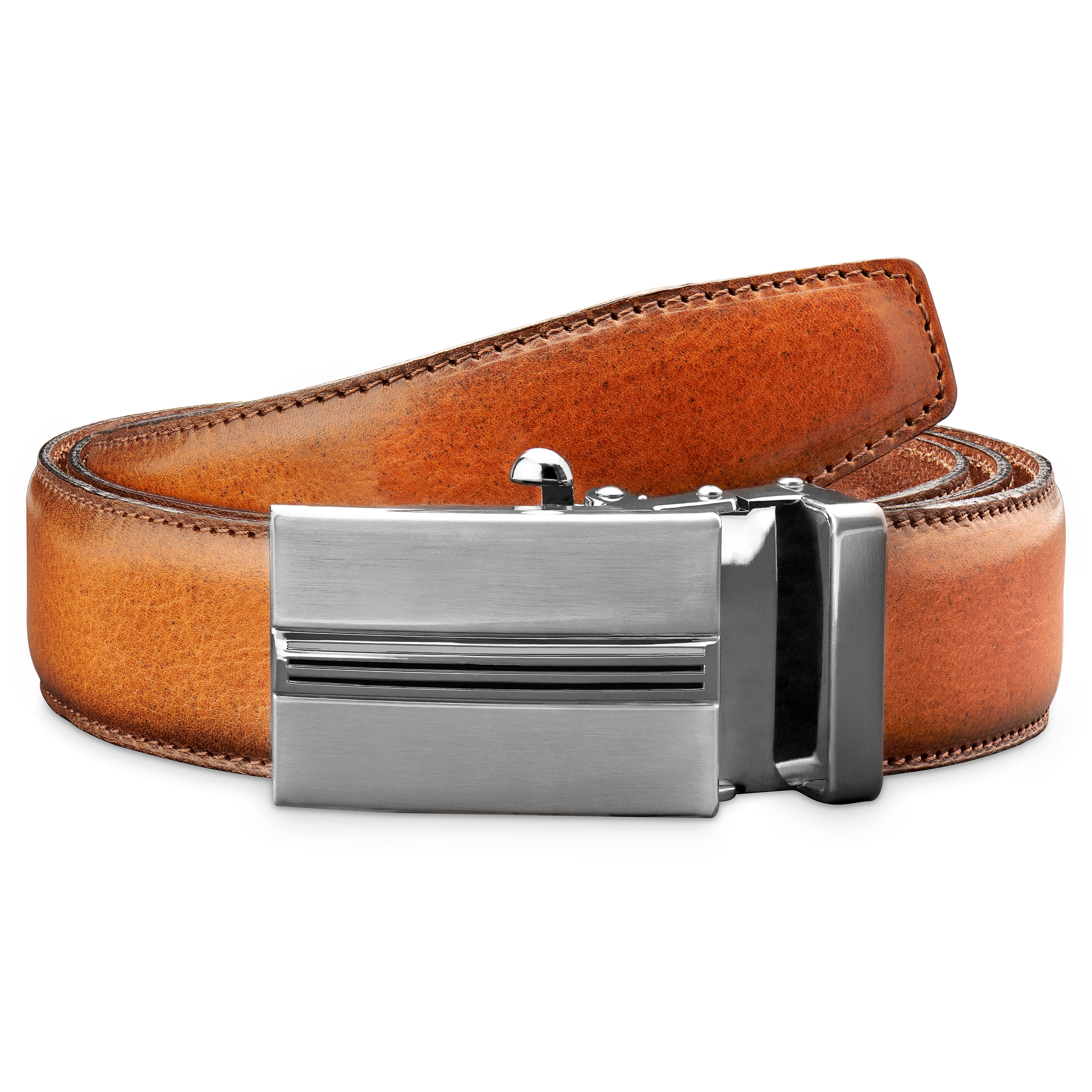 Vintage Brown Italian Leather Auto-lock Belt, In stock!
