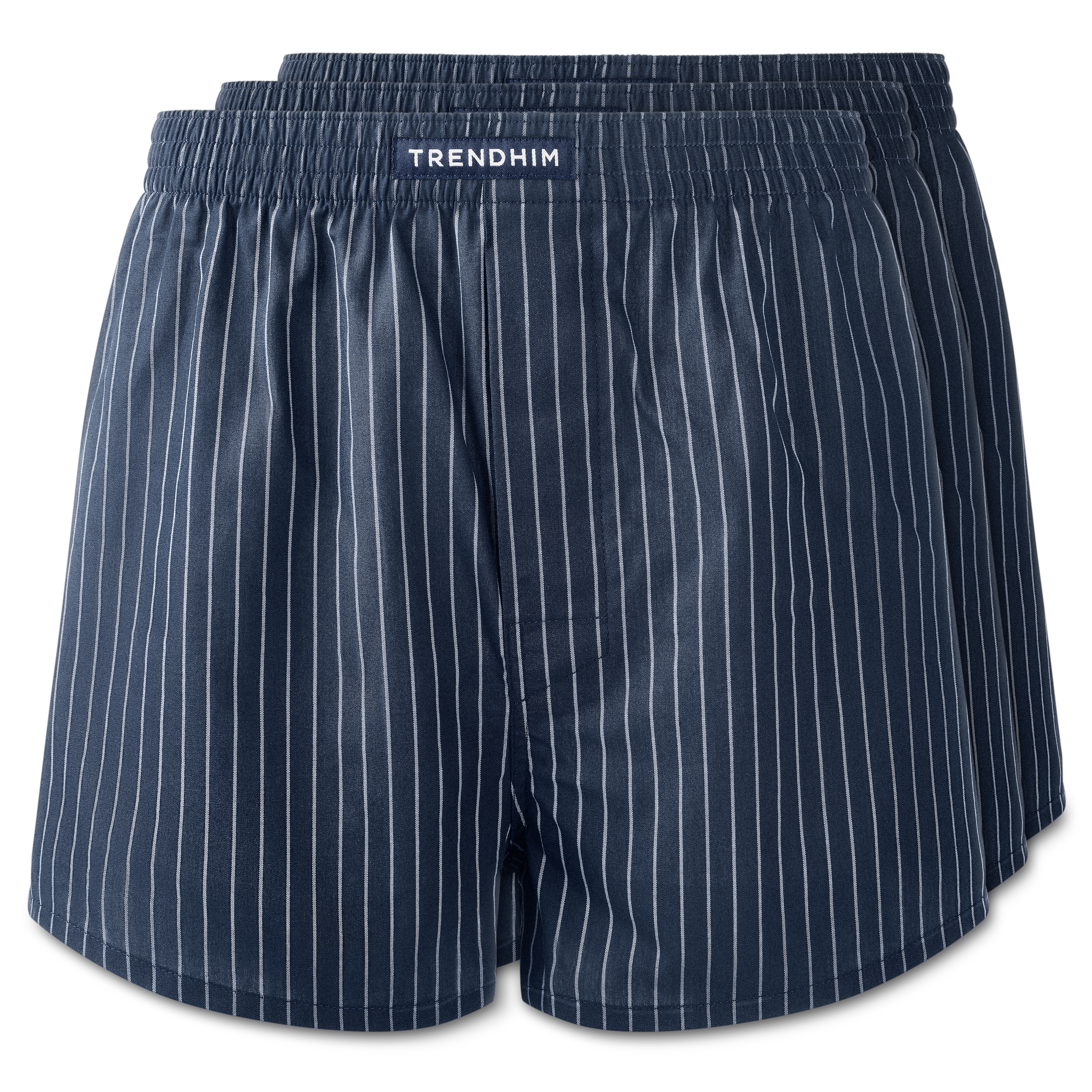 AirFeel | 3er-Pack gestreifte, weit geschnittene Boxershorts aus königsblauer Baumwolle