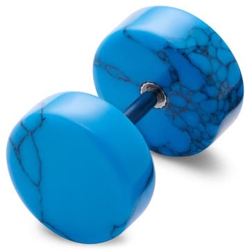 Satago | Faux Écarteur Clou d'Oreille en acier inoxydable & turquoise bleue 10 mm