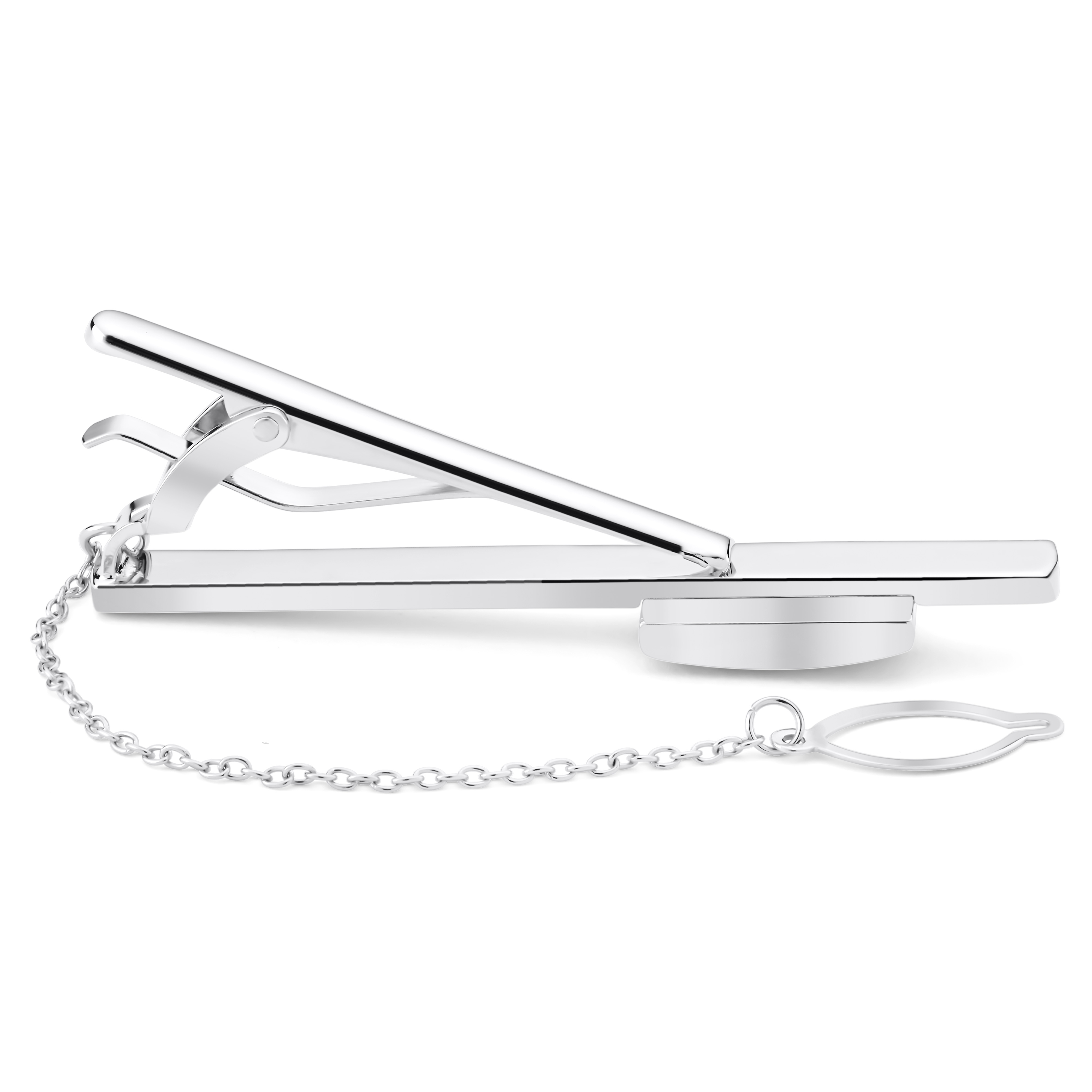 Novelle | Silverfärgad Slipsklämma med Blå & Klar Zirkon - 2