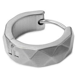 Jax  | Silver-tone Stainless Steel Faceted Hoop Earring