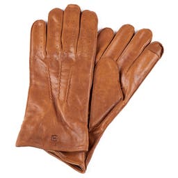 Cuffed Tan Perforated Touchscreen Compatible Sheep leather Gloves
