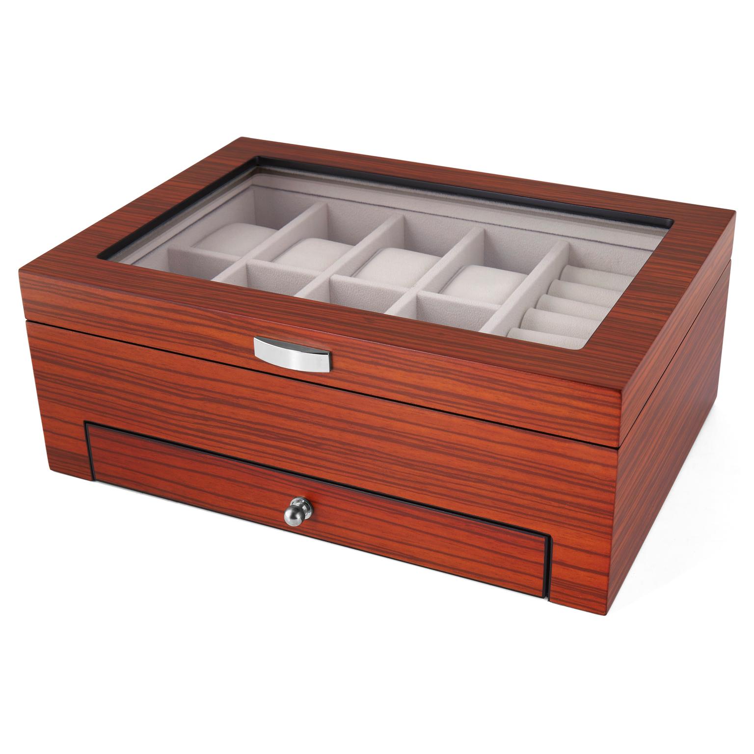 Zebra Wood Watch & Jewellery Case - 8 Watches Zebra Wood Watch & Jewellery Case - 8 Watches