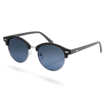 Schwarze Browline Sonnenbrille Mit Getönten Polarisierten Sonnenbrillengläsern 