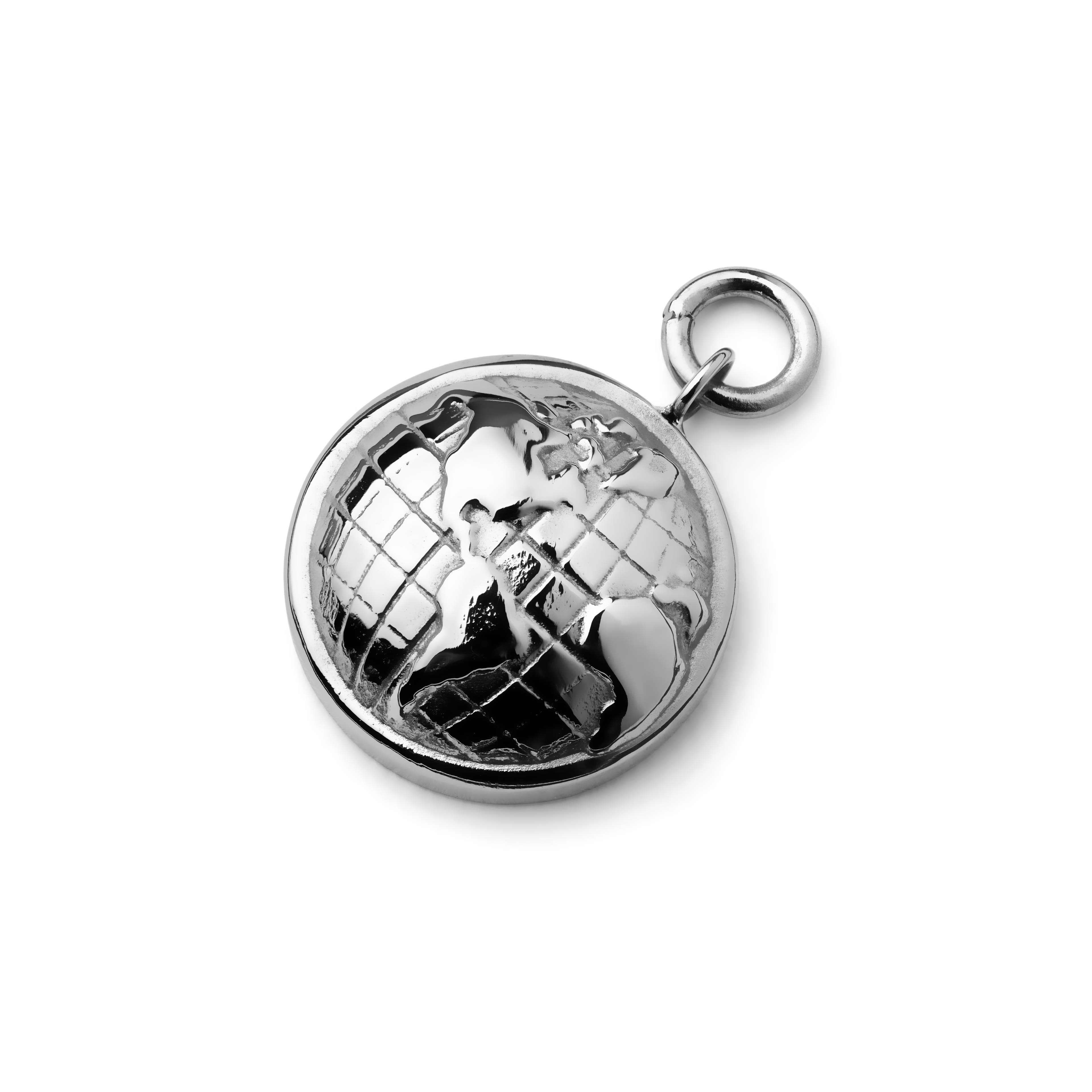 Silver-tone Titanium Globe Charm