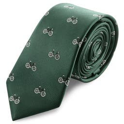 Motos | Cravată de 6 cm verde cu model bicicletă