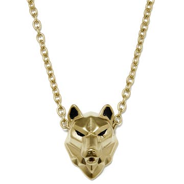 Jax Gold-Tone Steel Wolf Necklace
