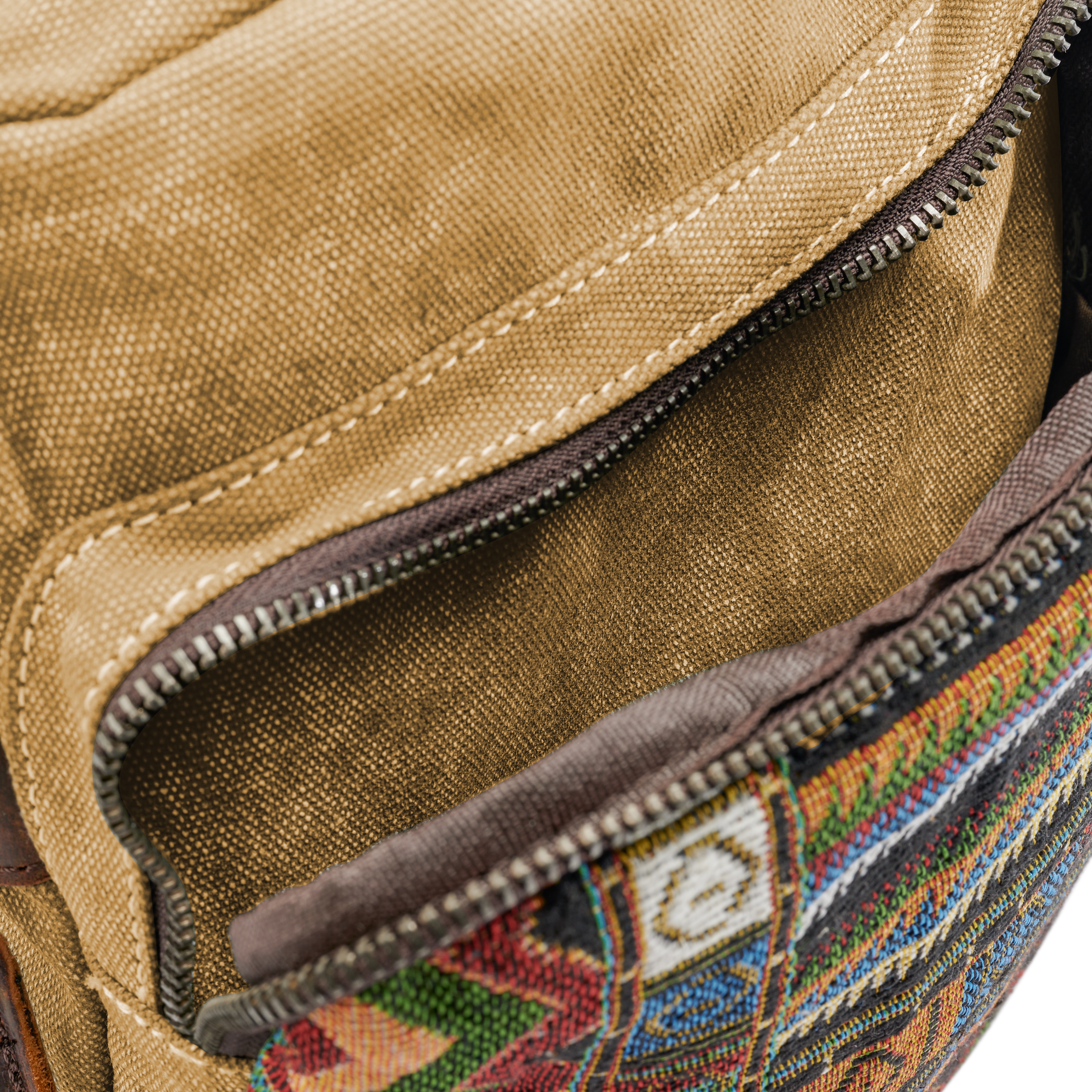 Retro brūna auduma un ādas plecu soma Bohemian - 10