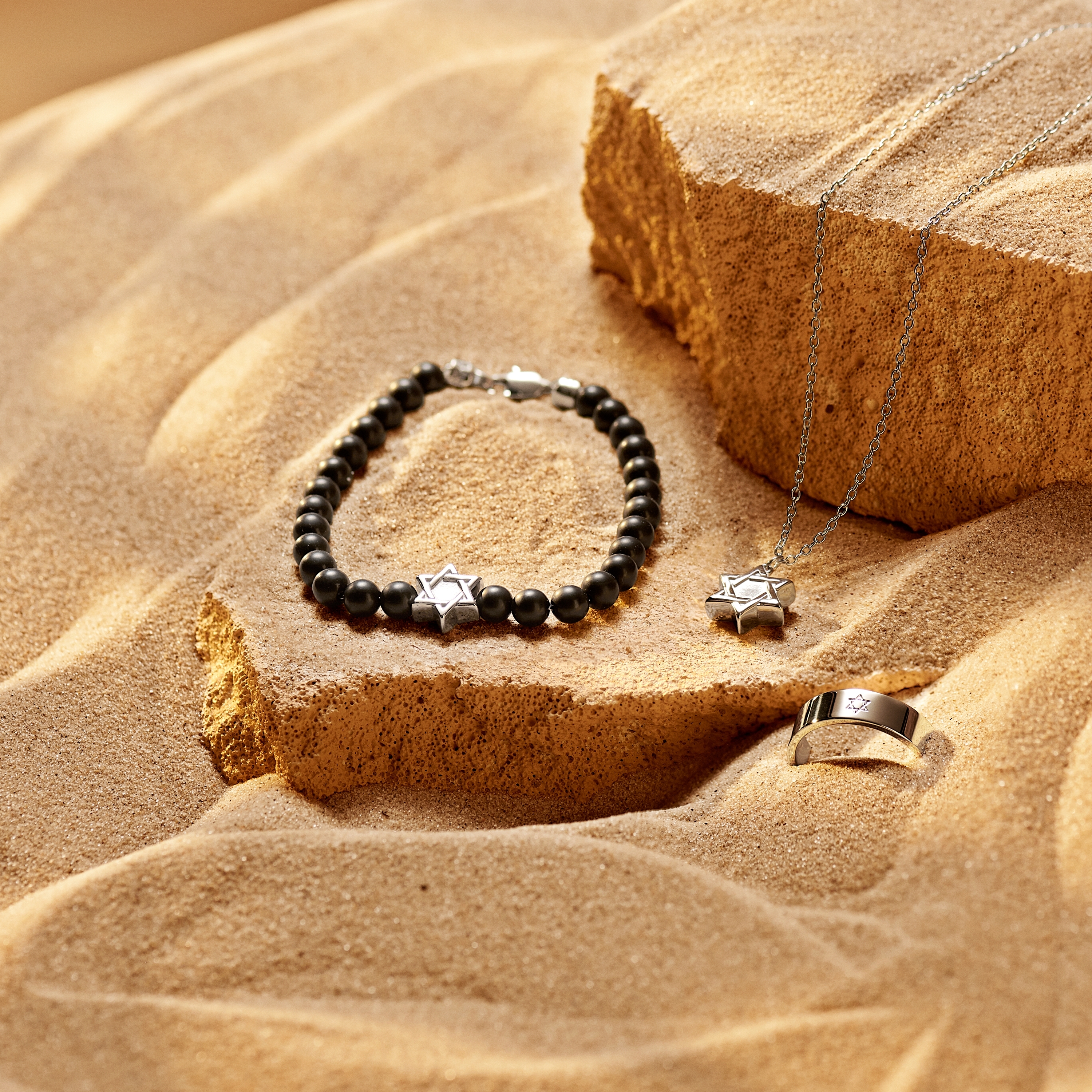 Unity | 6 mm Onyx Star of David Bracelet - 3