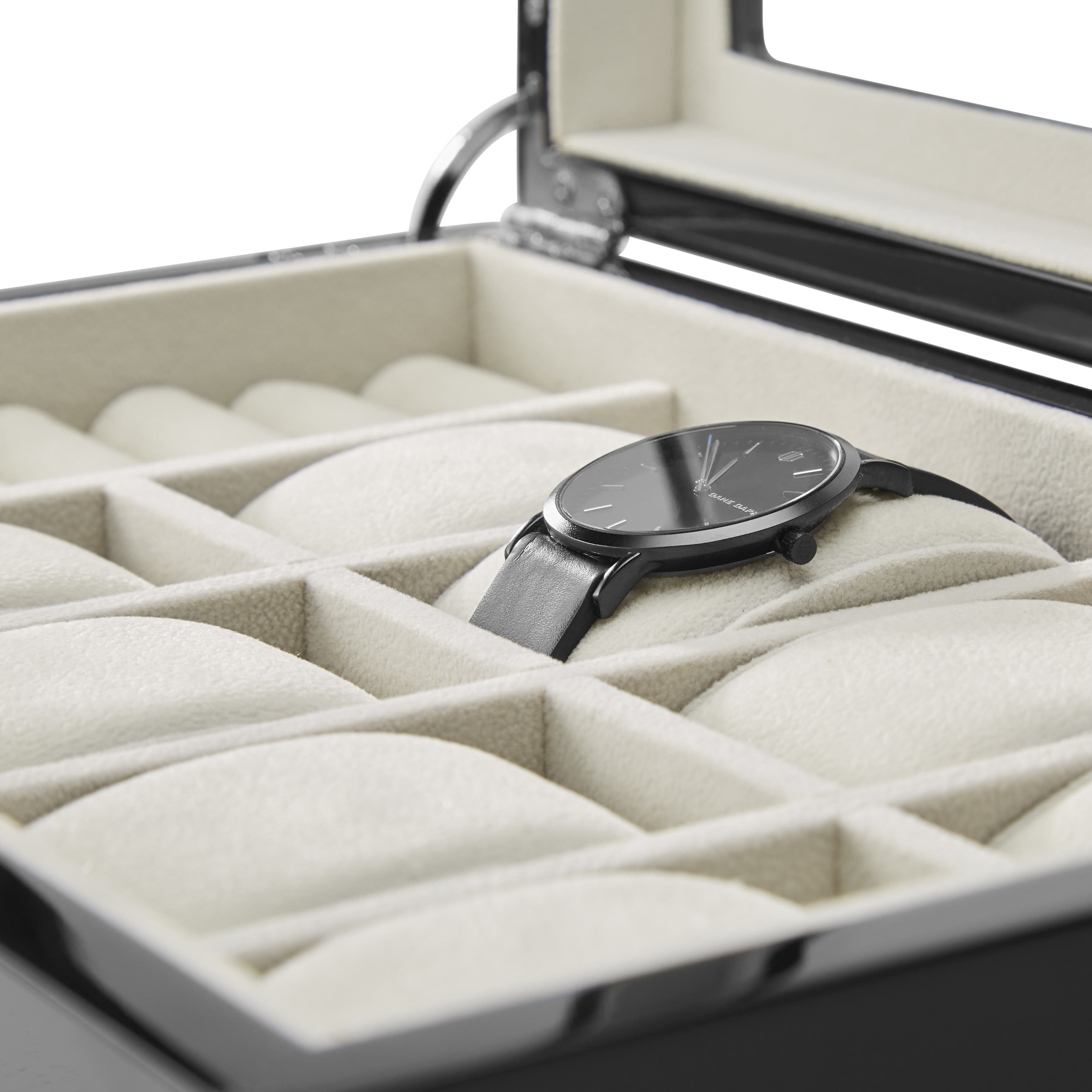 Θήκη Φύλαξης Ρολογιών & Μανικετόκουμπων (Μαύρη Λάκα) με Κλειδαριά - 8 Ρολόγια - 6