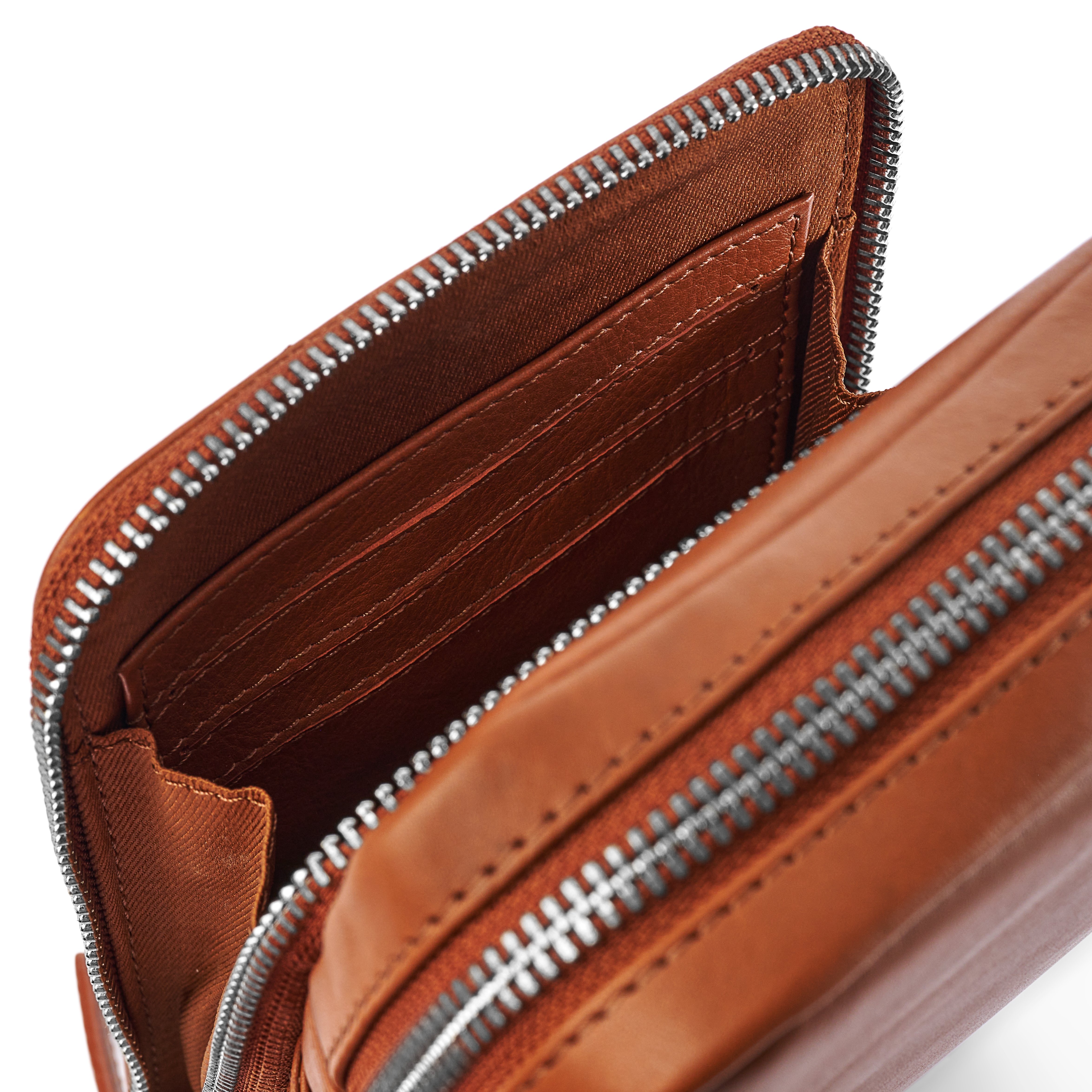 Étui pour téléphone portable en cuir cognac avec poche frontale - 6