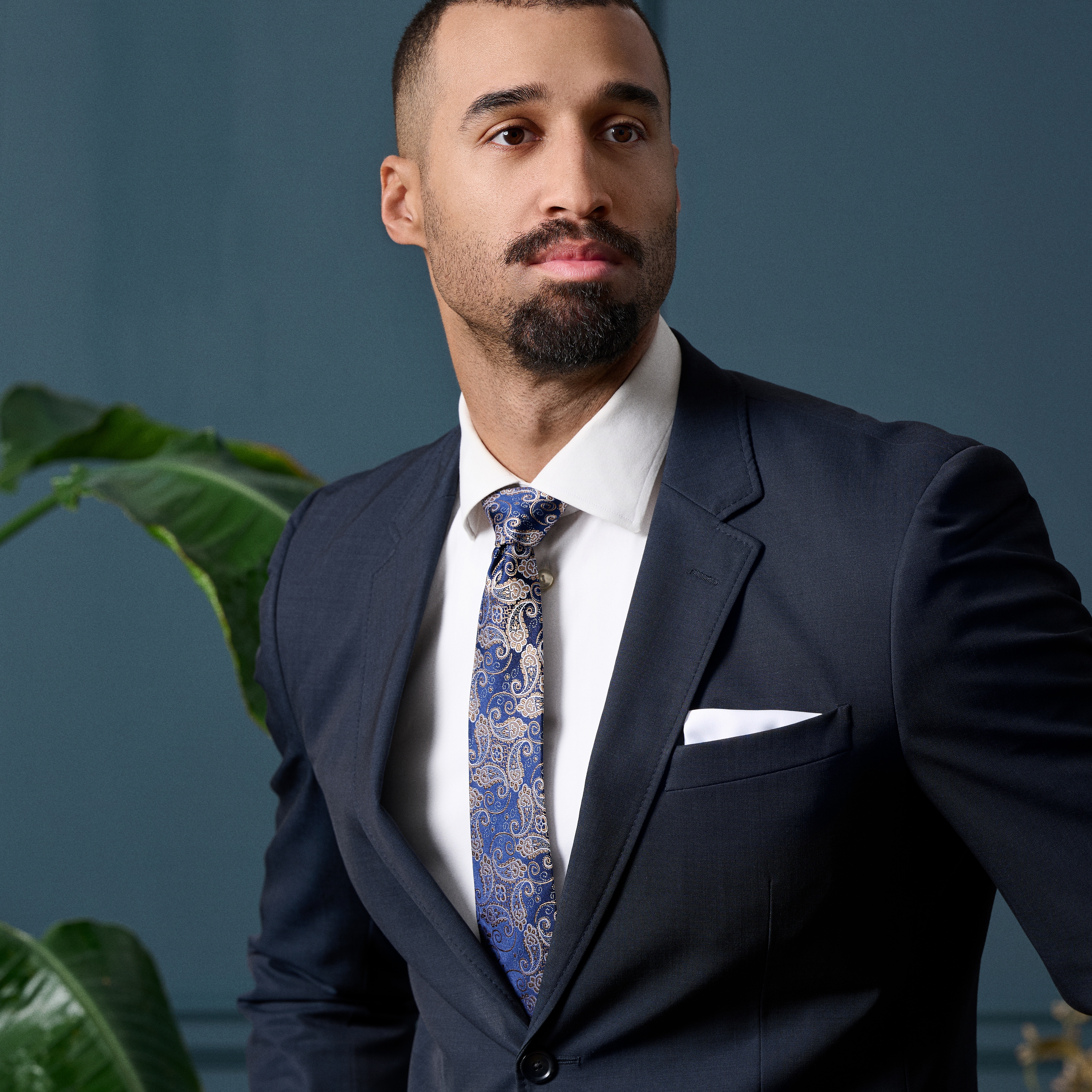 Blå & Guld Paisley Silkeslips | 8 cm - 4