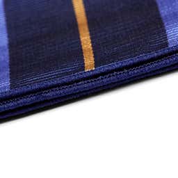 Silkelommeklud med Marineblå, Pastelblå og Guldfarvede Striber - 2 - gallery