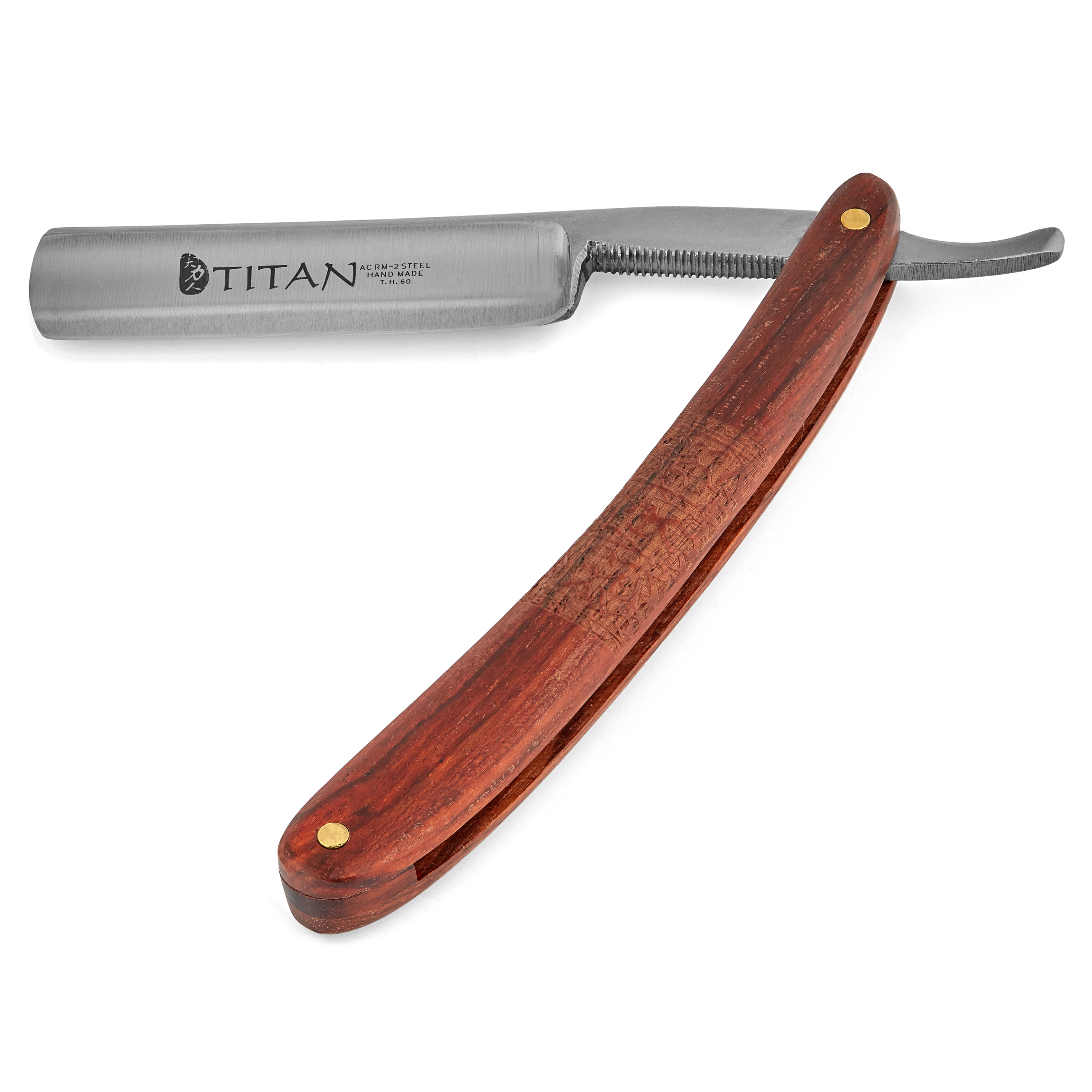 Mahogany Wood Carved Straight Razor - 2