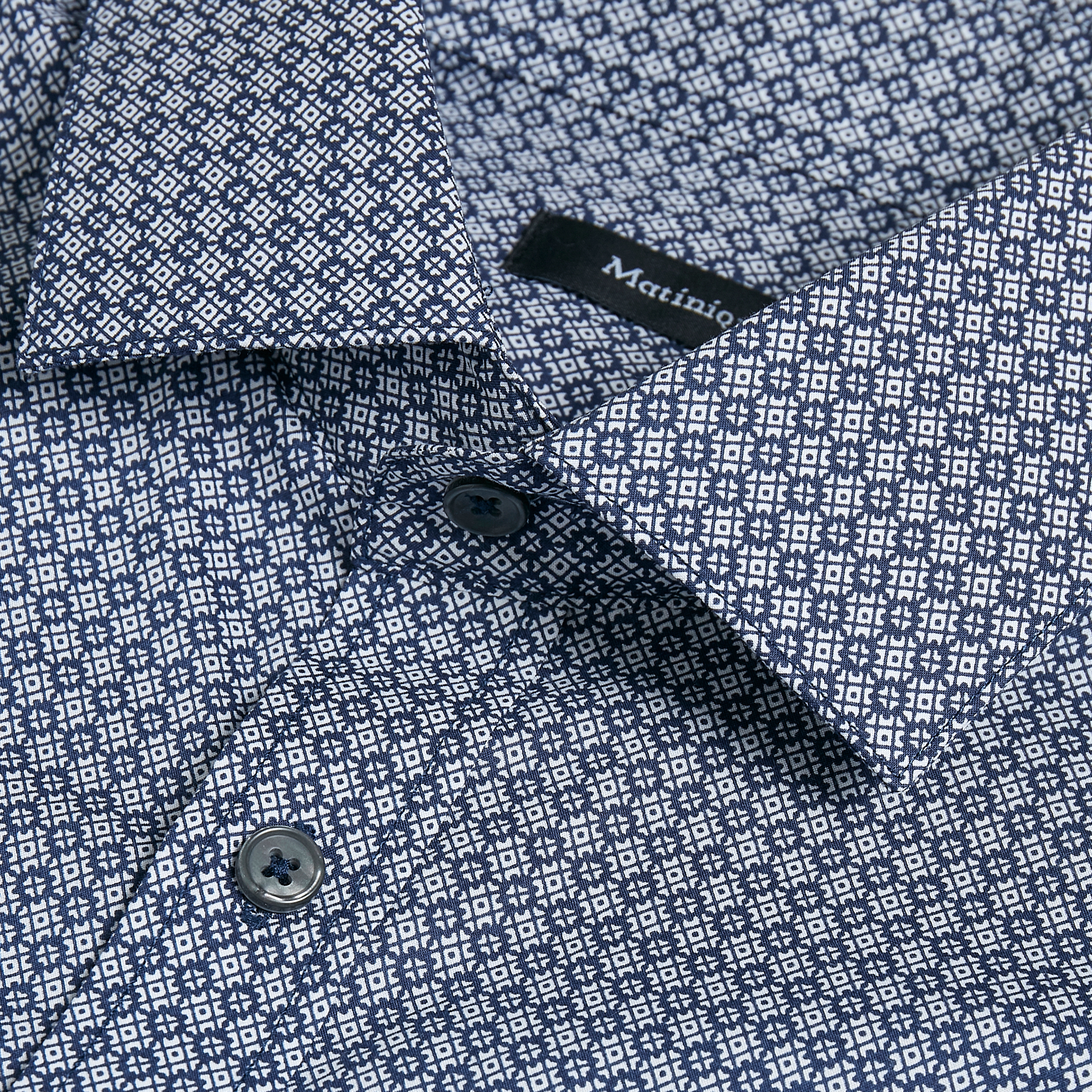 Chemise bleue à petit motif Trostol - 3