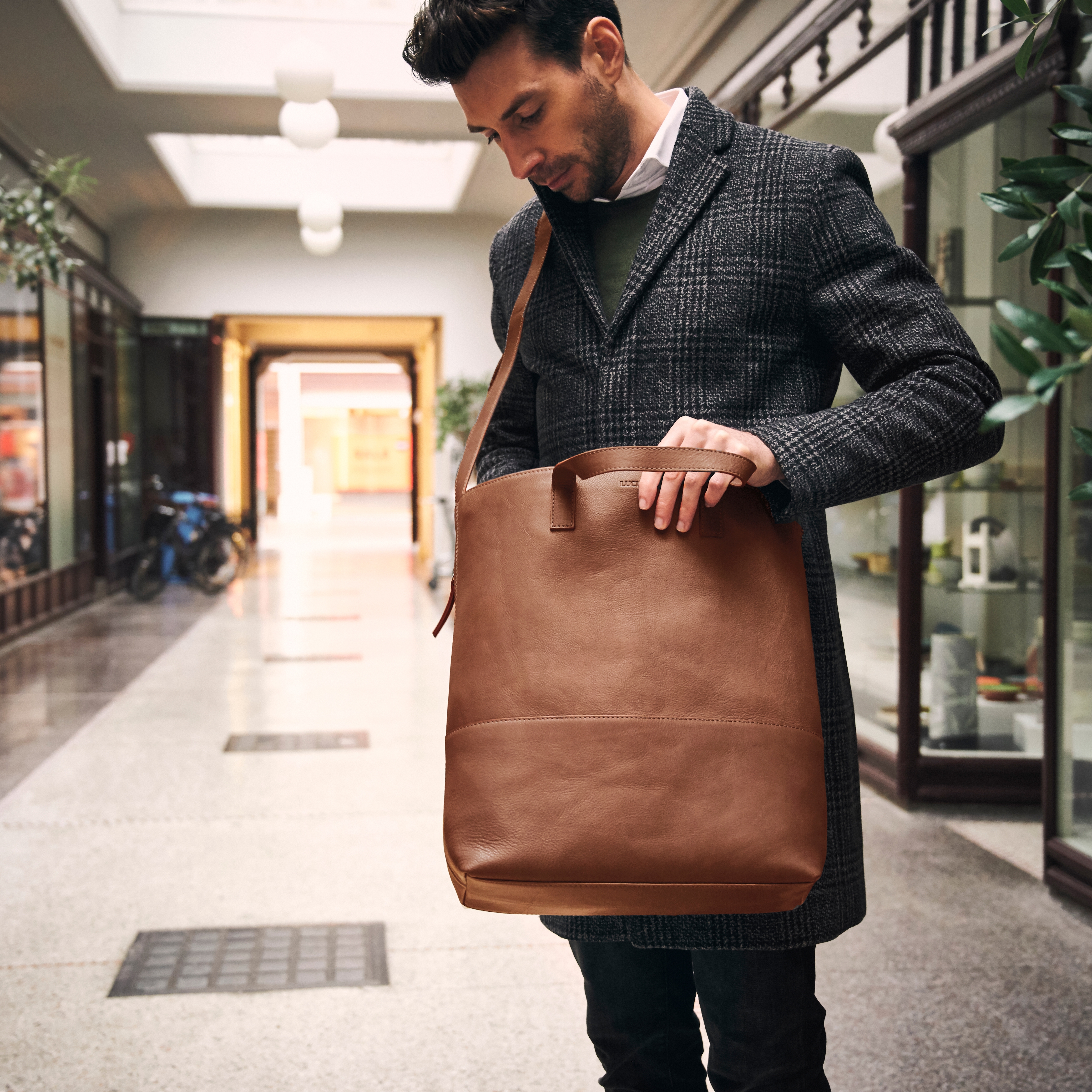 Lon Ljusbrun & Mörkbrun Shoppingväska i Läder - 2