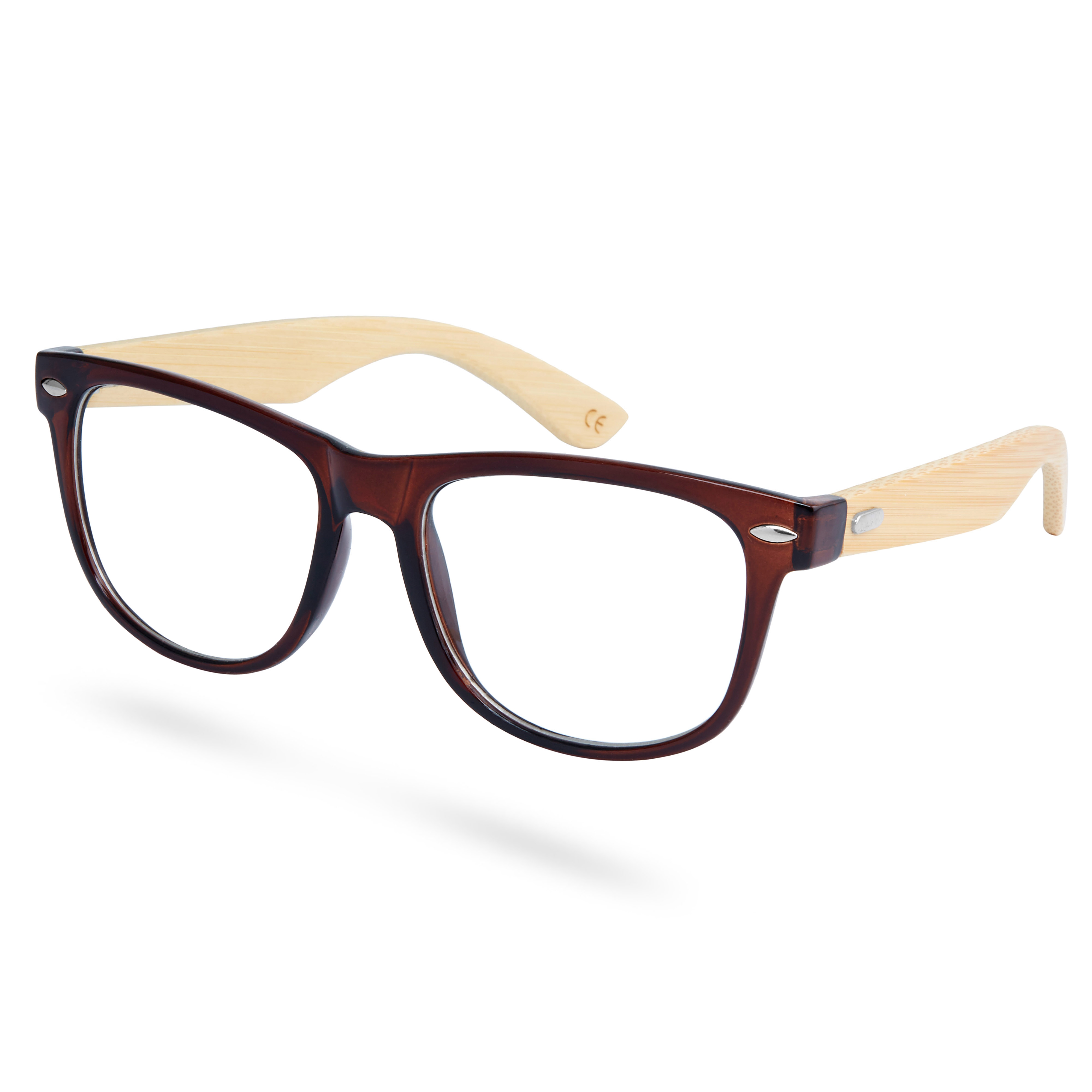 Brown Bamboo Clear Glasses - 2