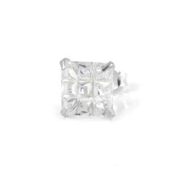 8 mm Square Zirconia & 925 Sterling Silver Bling Stud Earring