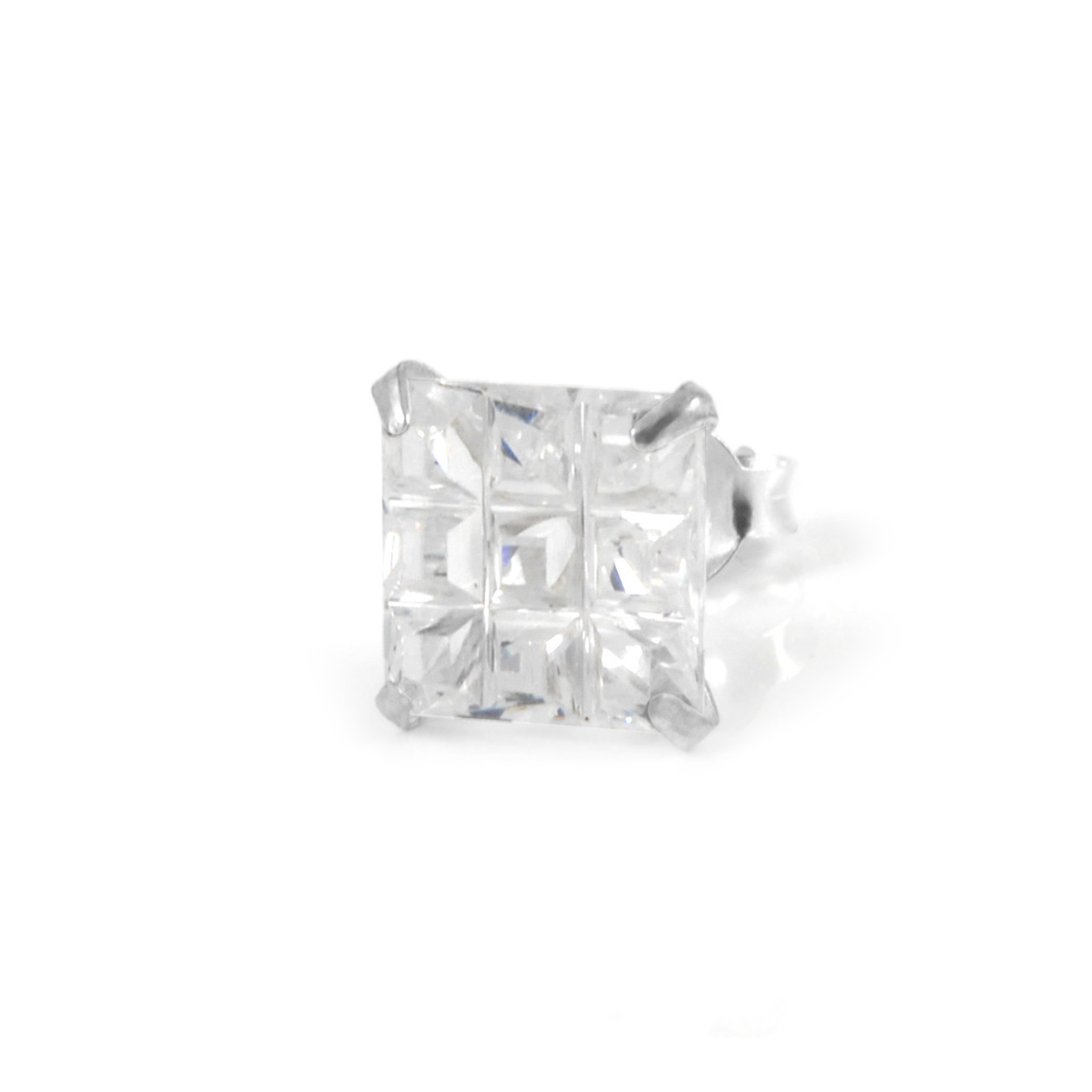 Square 8mm Bling Stud Earring