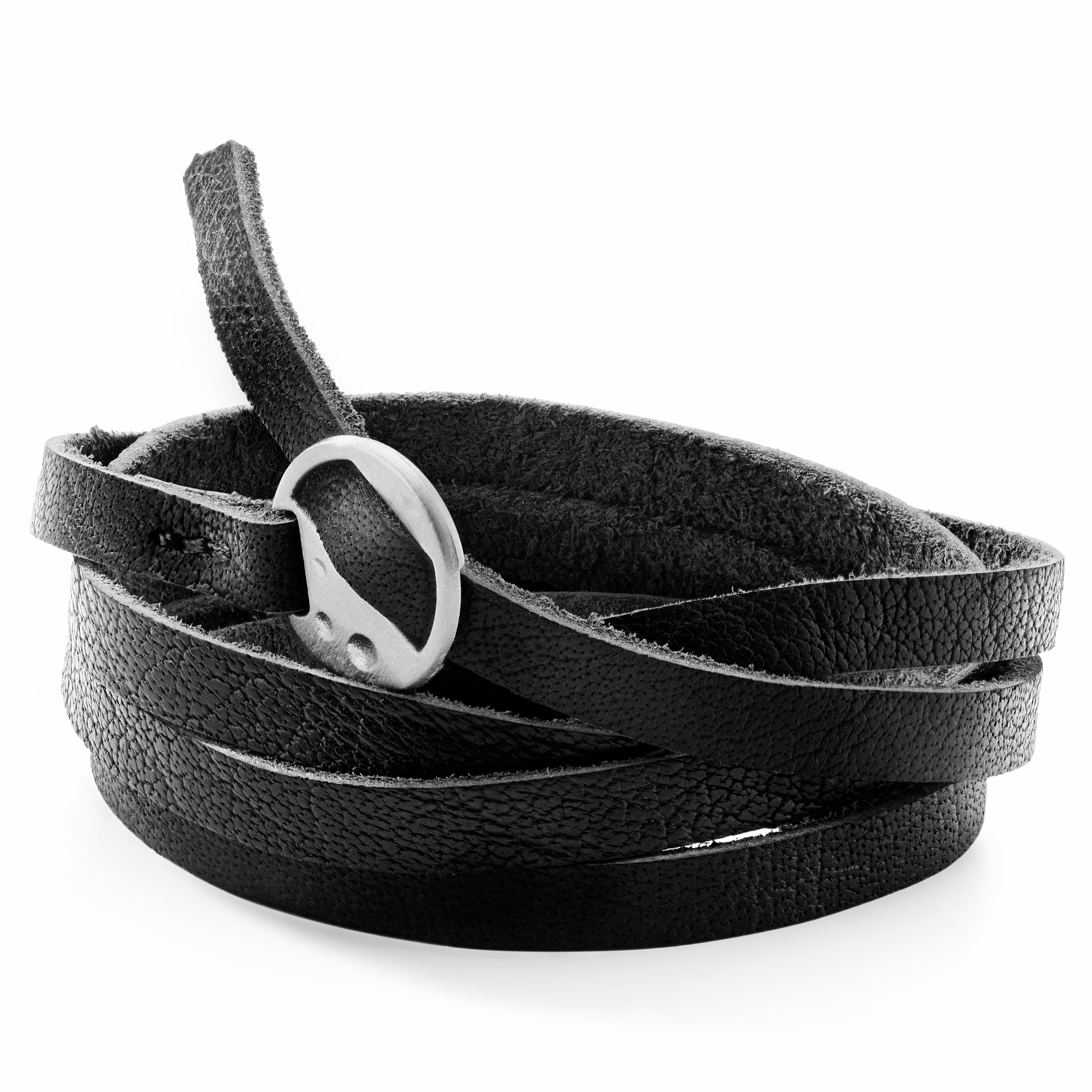 Gladius | Μαύρο Full Grain Δερμάτινο Βραχιόλι Τυλιχτό Wrap Around - 4