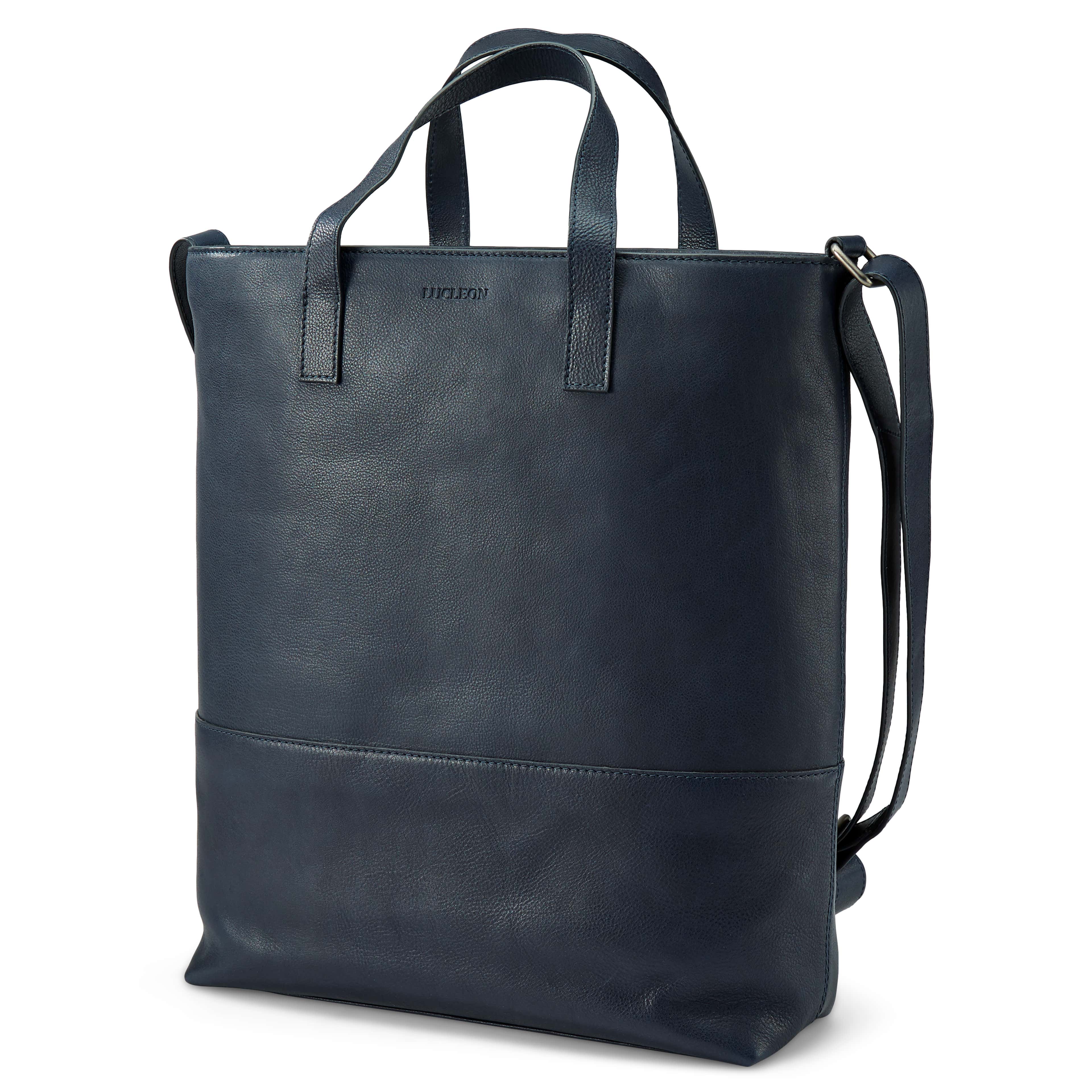 Lon Navy Leather Tote
