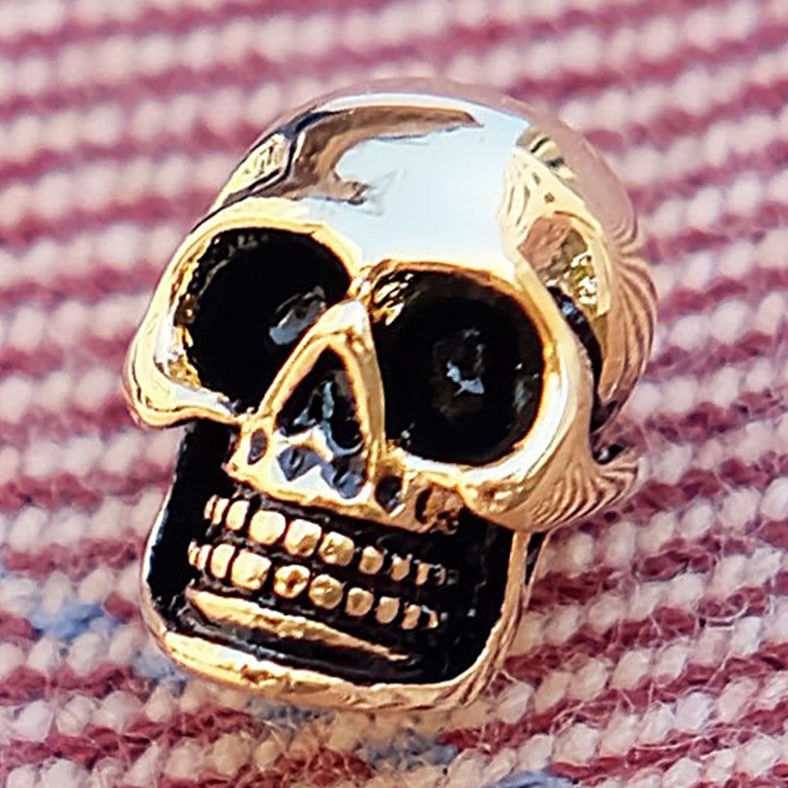 Engravable Gold-Tone Skull Lapel Pin - for Men - Warren Asher