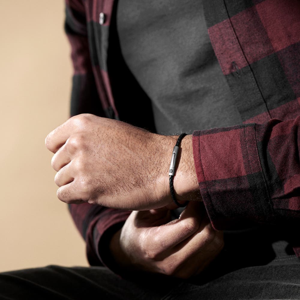 hover: Collins 3 mm Black Leather Bracelet hover: Collins 3 mm Black Leather Bracelet