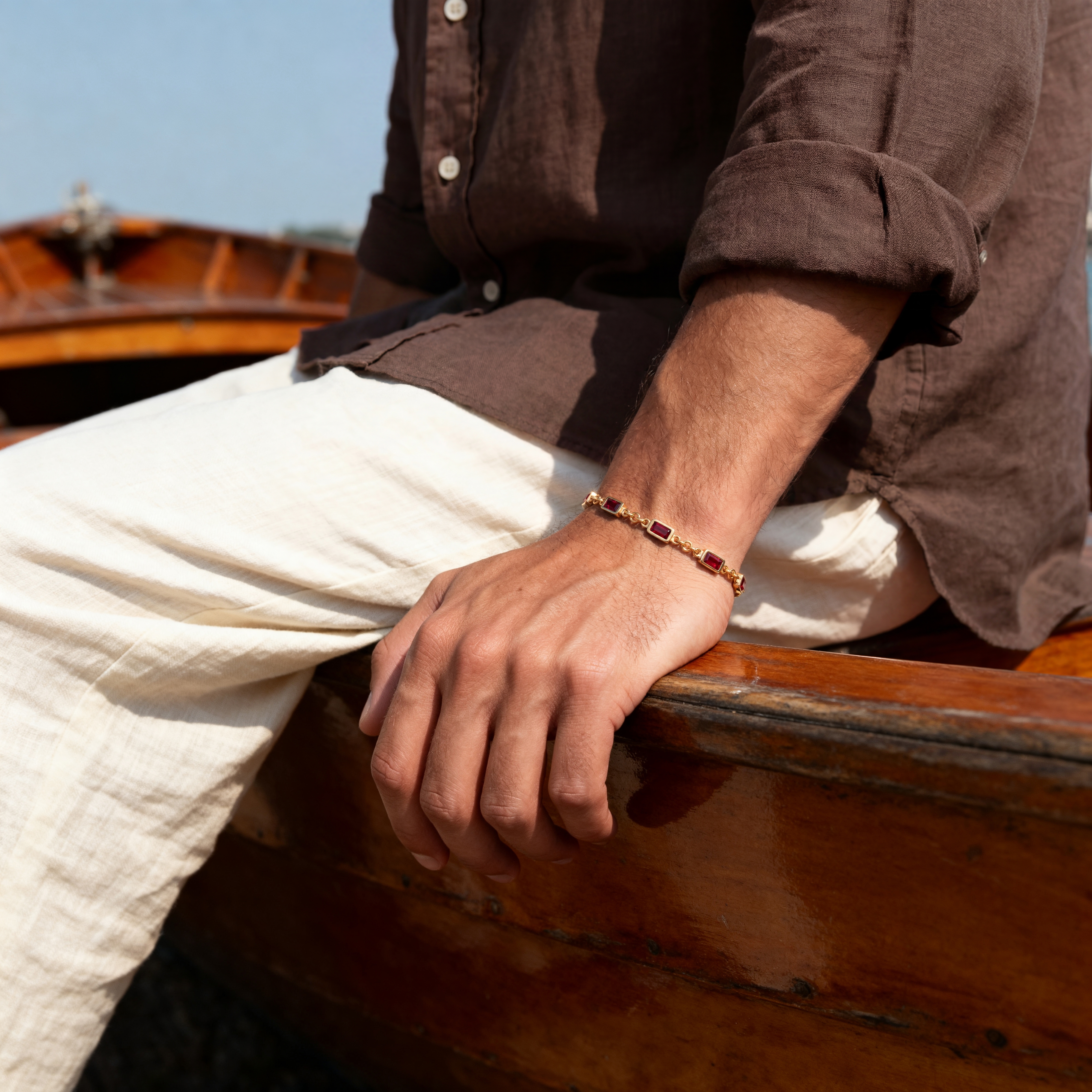 Prism | Rotes goldfarbenes Kristallglas-Edelstein-Armband - 4