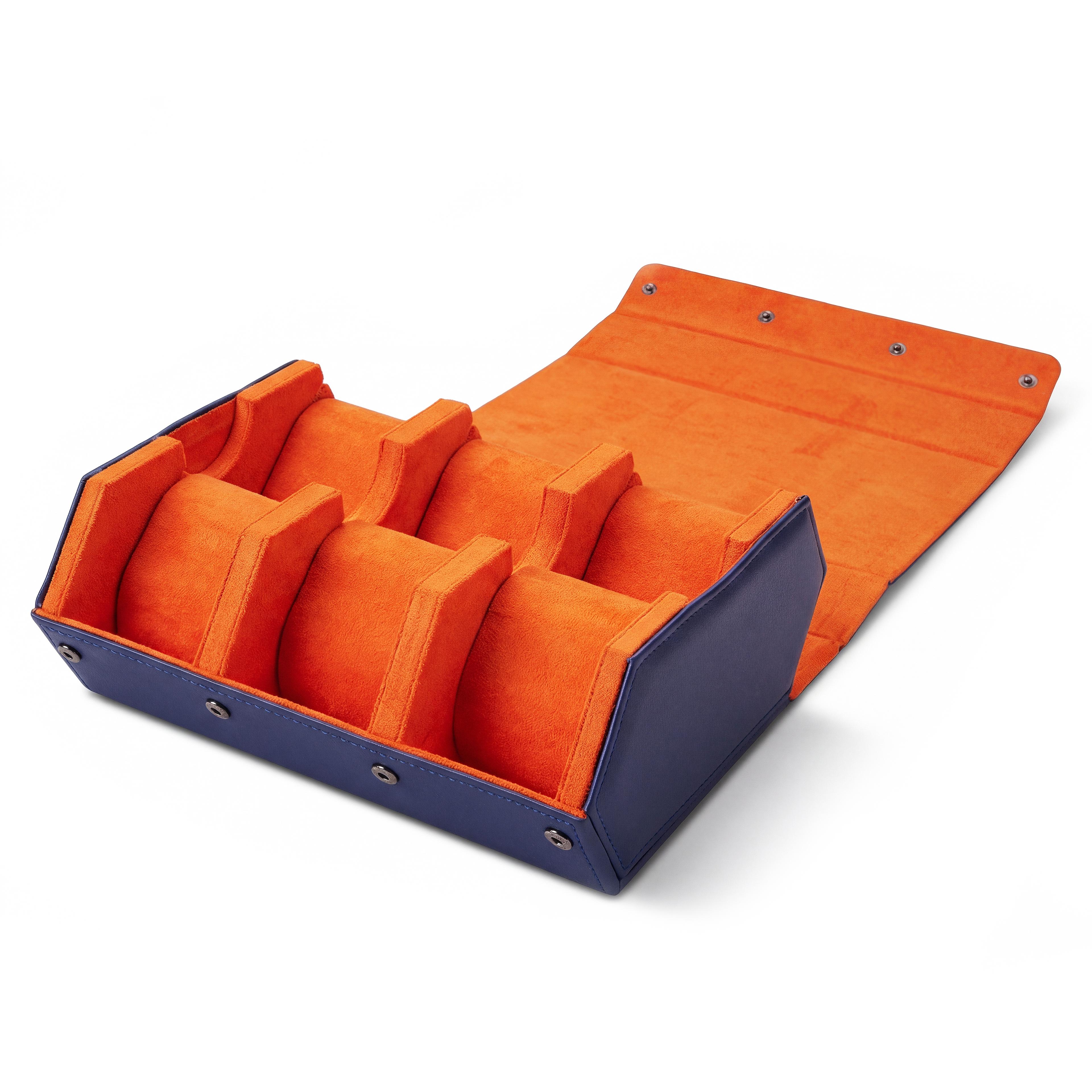 Hexa | Navy & Orange Faux Leather Hexagonal Watch Box - 6 Watches Hexa | Navy & Orange Faux Leather Hexagonal Watch Box - 6 Watches
