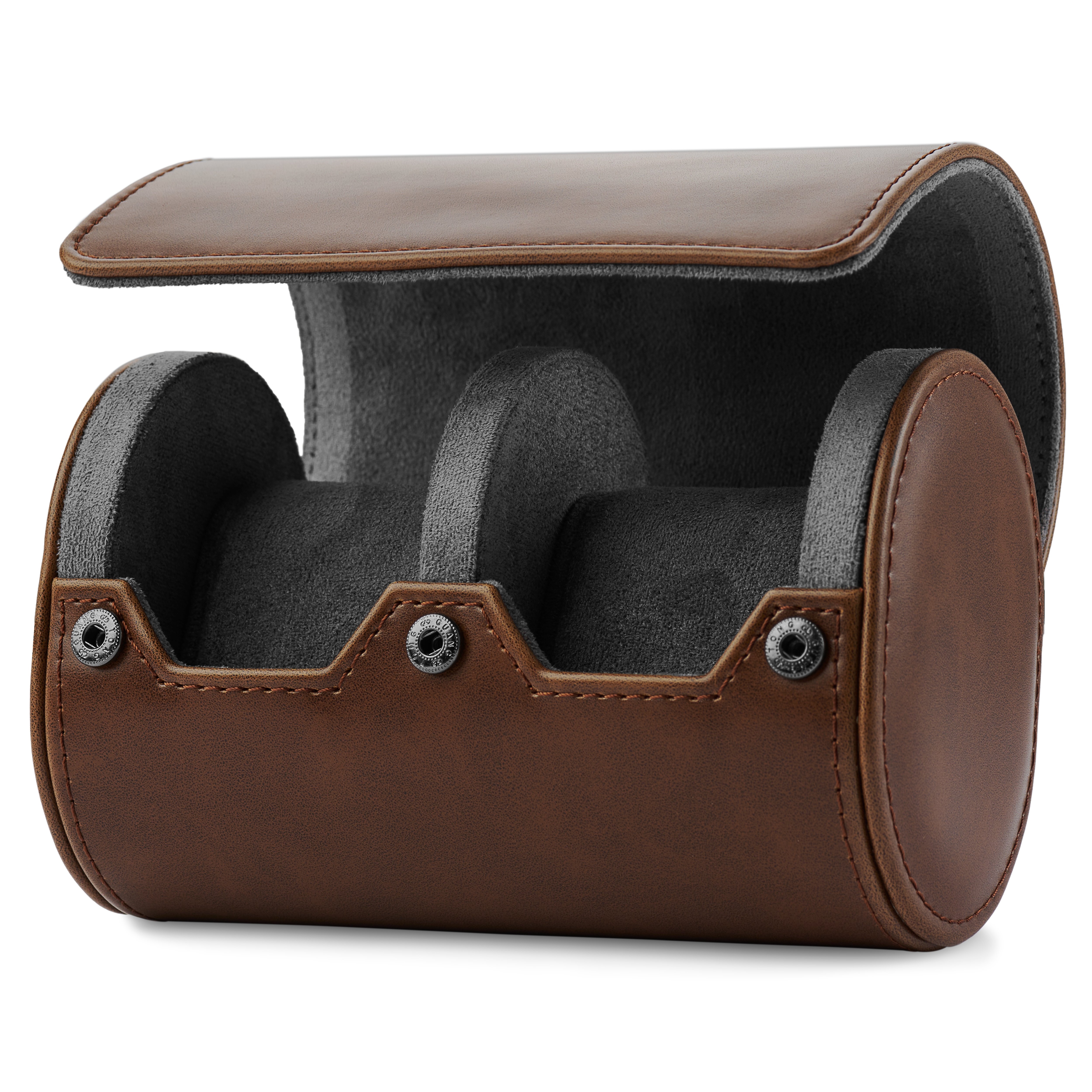 Brun Vintage Dobbel Klokkerull av Skinn - 4