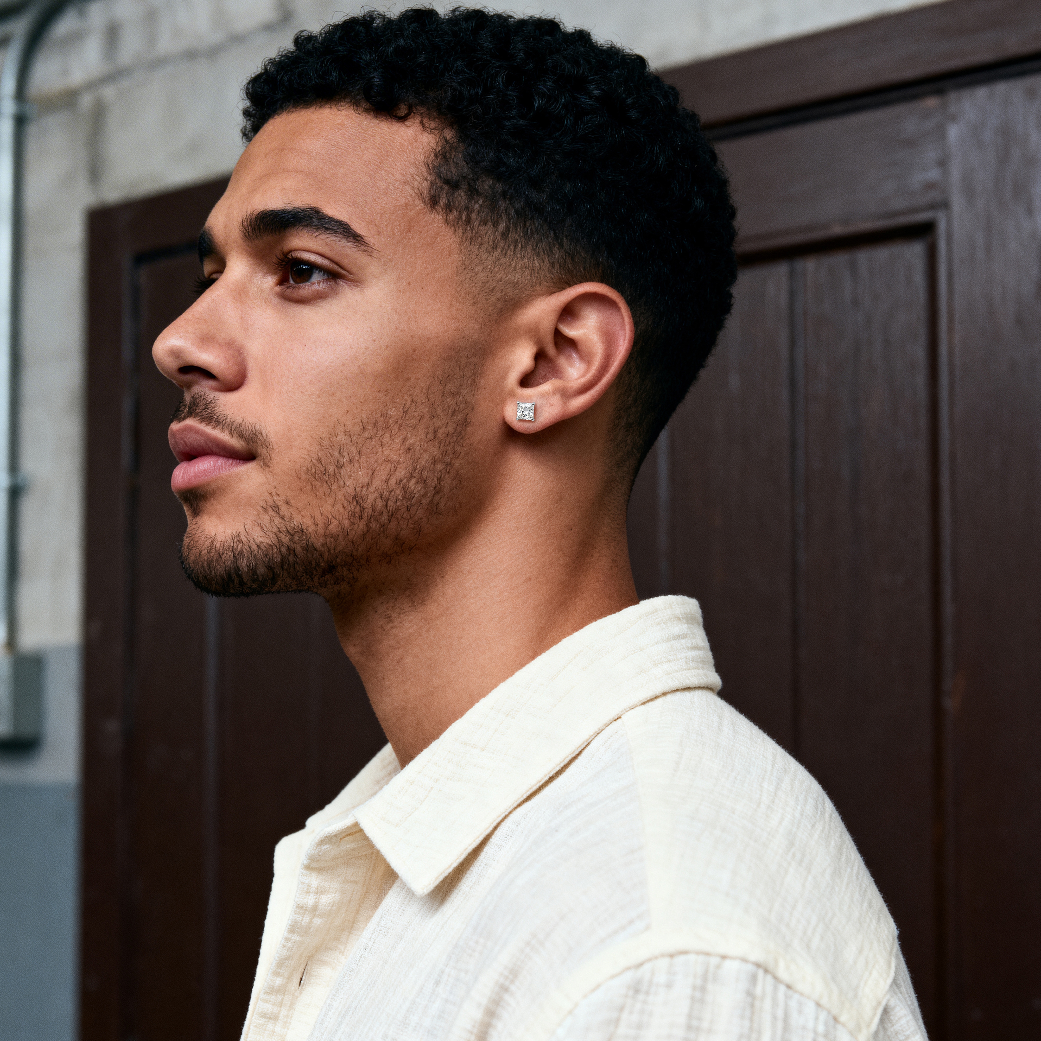 Lucid | 925 sterlingsølv 6 mm firkantet zirkonia stiftøredobb - 4