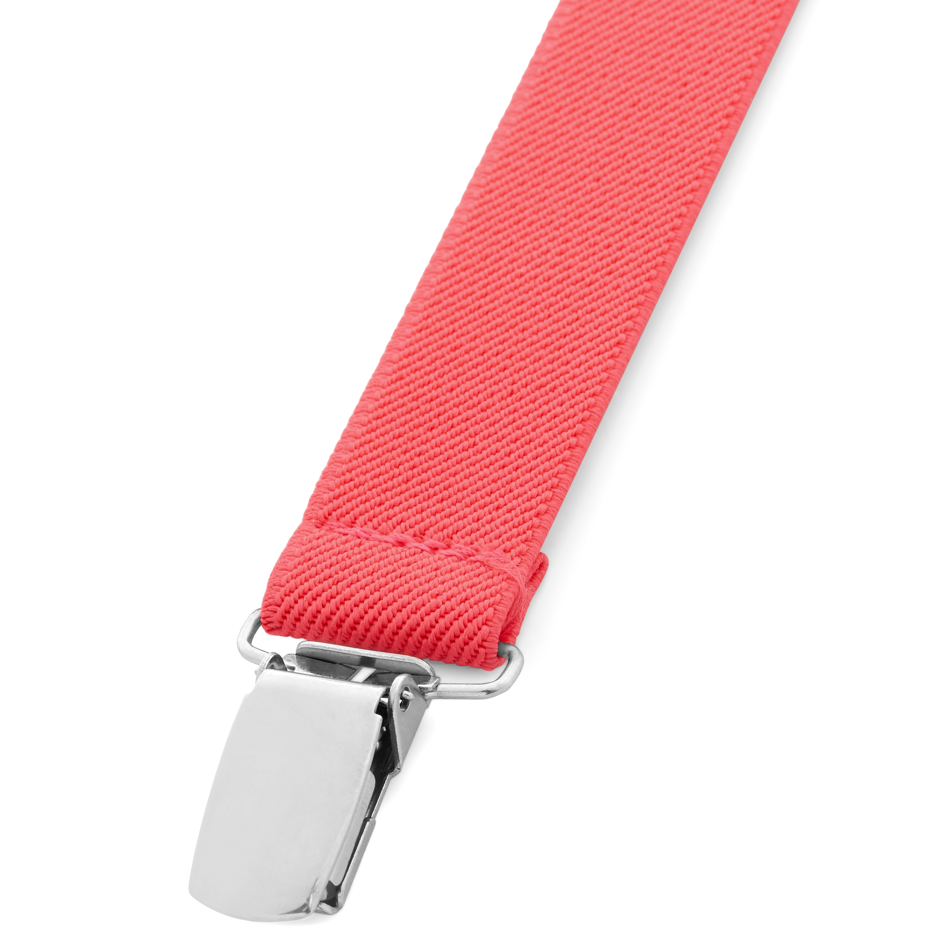 Slim Coral Pink Clip-On Suspenders - 3